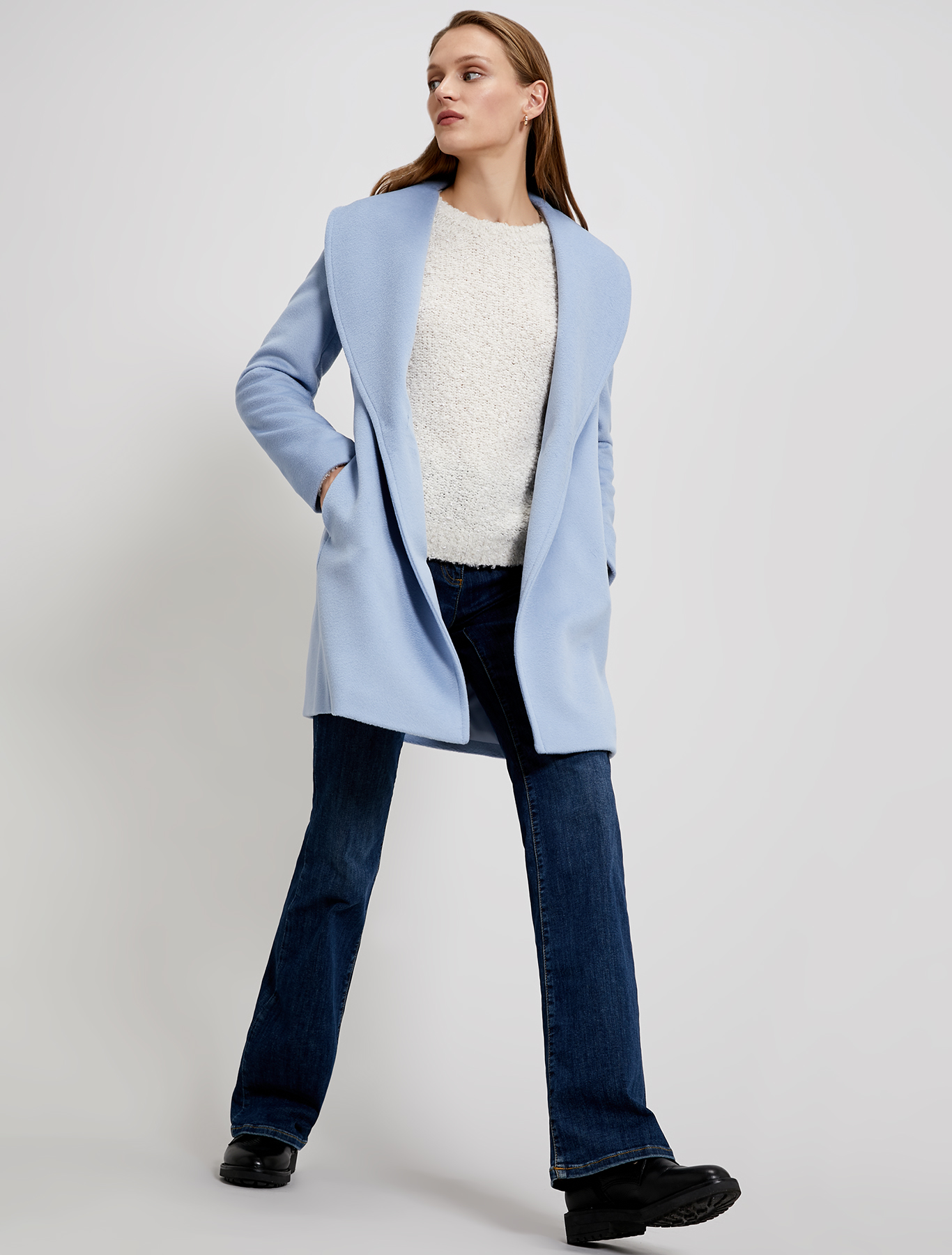 Bouclé pullover with puffed sleeves, ivory - Pennyblack Bouclé pullover with puffed sleeves - ivory - pennyblack