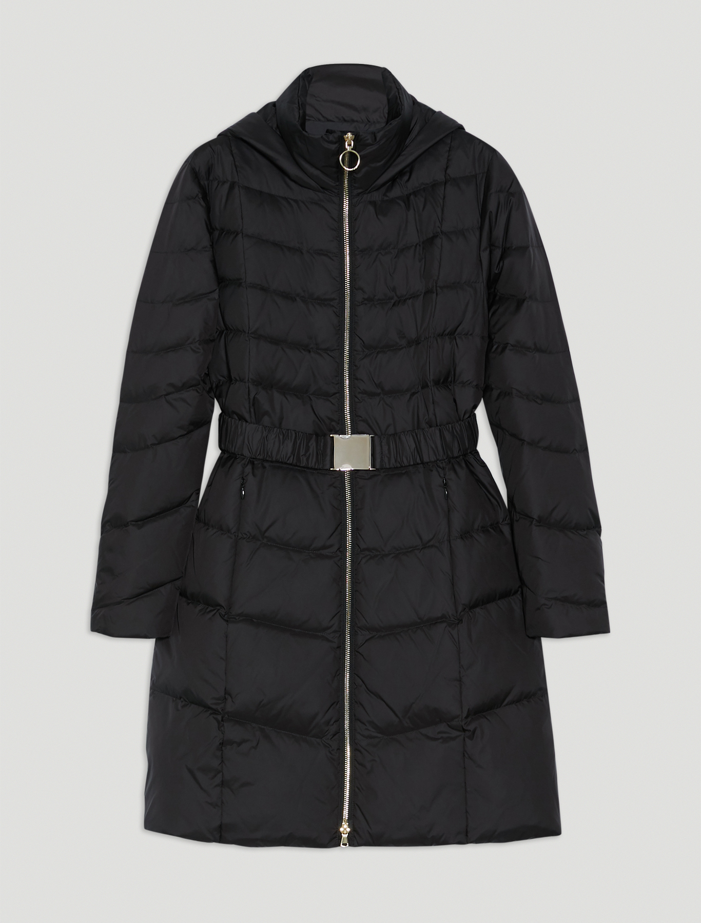 Slim-fit belted down jacket, black - Pennyblack Slim-fit belted down jacket - black - pennyblack