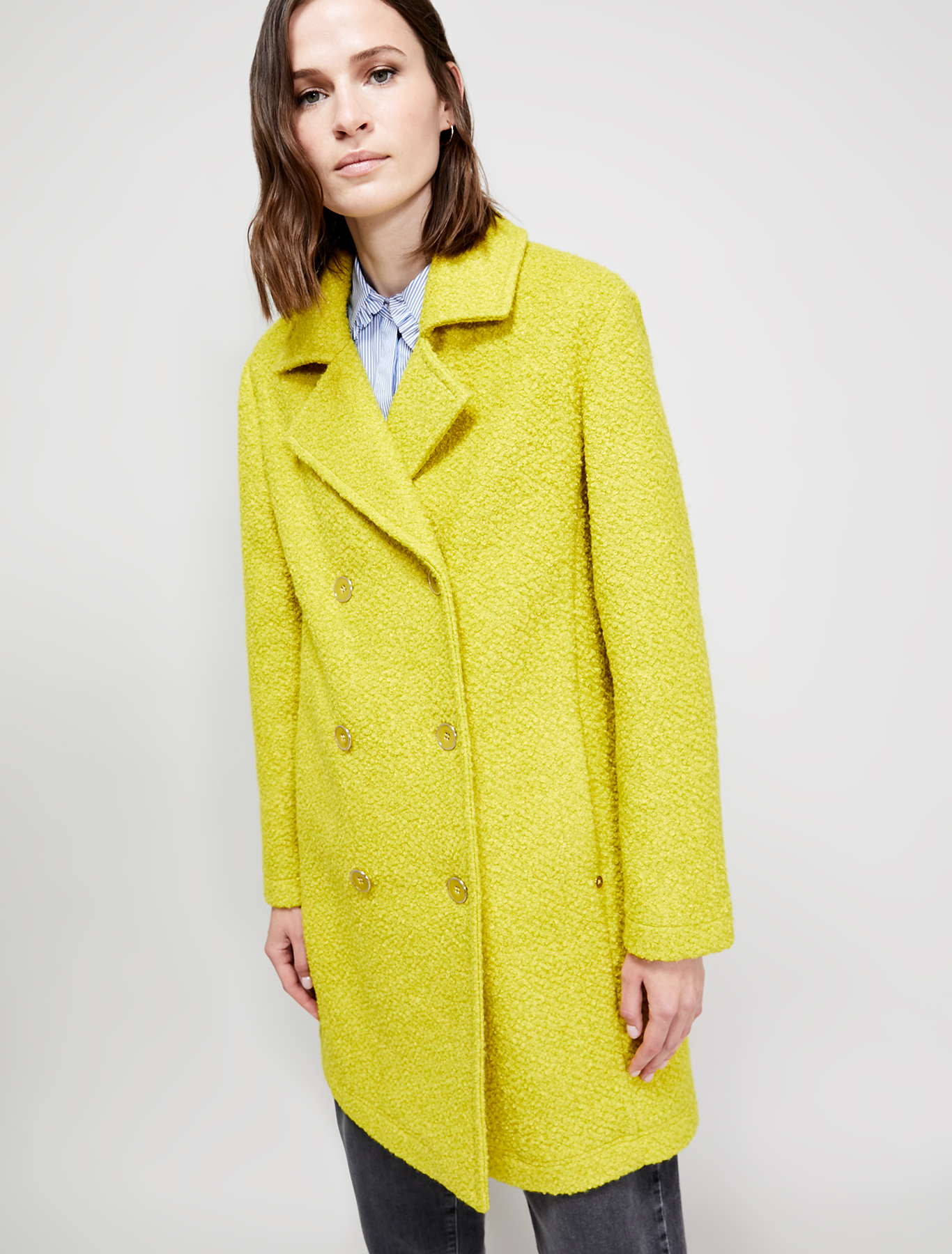 Bouclé jersey coat, pale yellow - Pennyblack Bouclé jersey coat - pale yellow - pennyblack