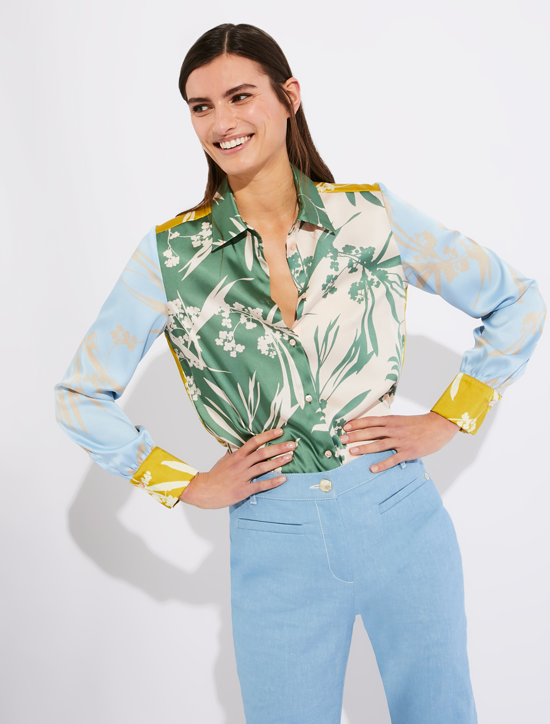 Twill patchwork shirt, fantasia ruggine - Pennyblack Twill patchwork shirt - fantasia ruggine - pennyblack