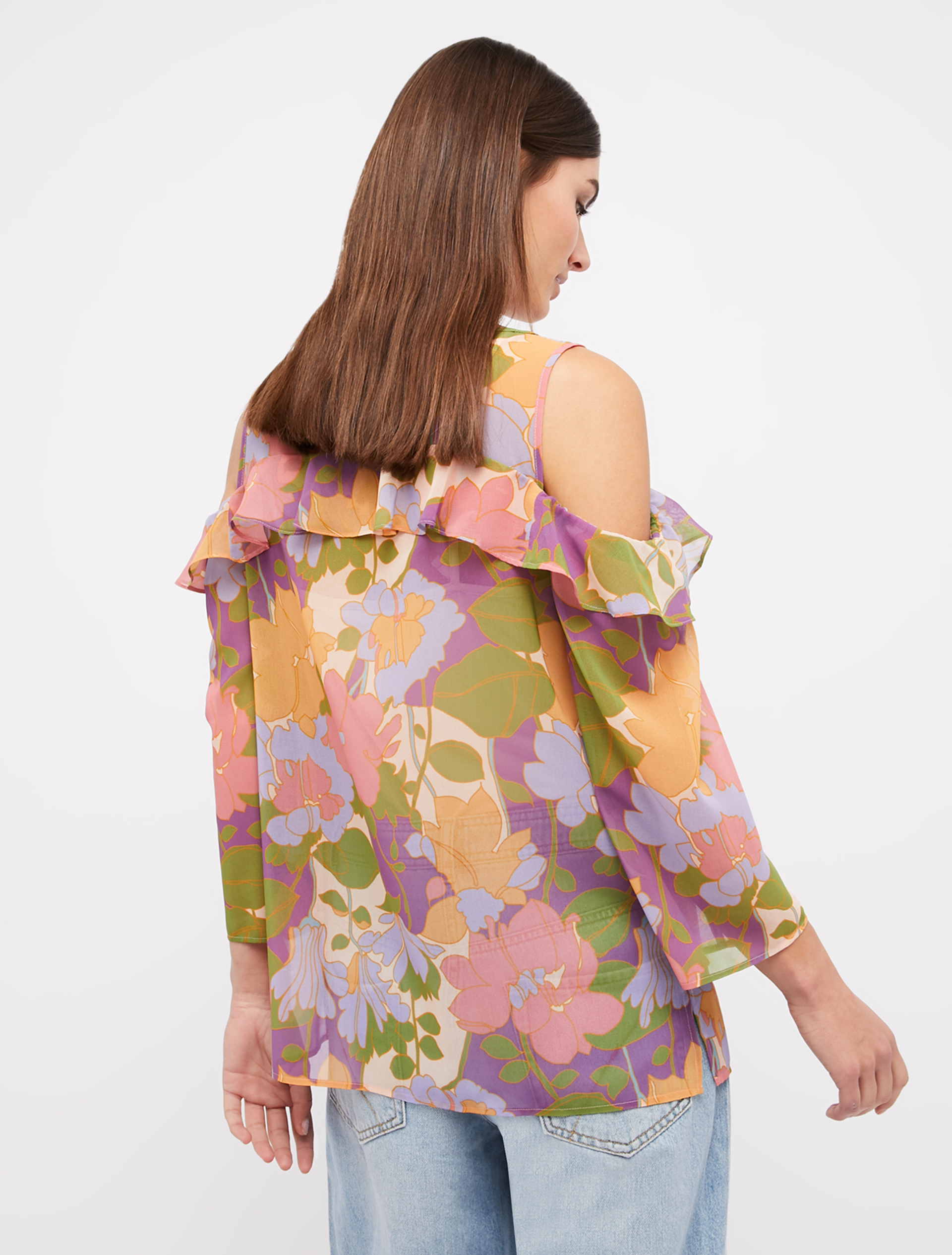 Blouse in floral georgette, burgundy pattern - Pennyblack Blouse in floral georgette - burgundy pattern - pennyblack