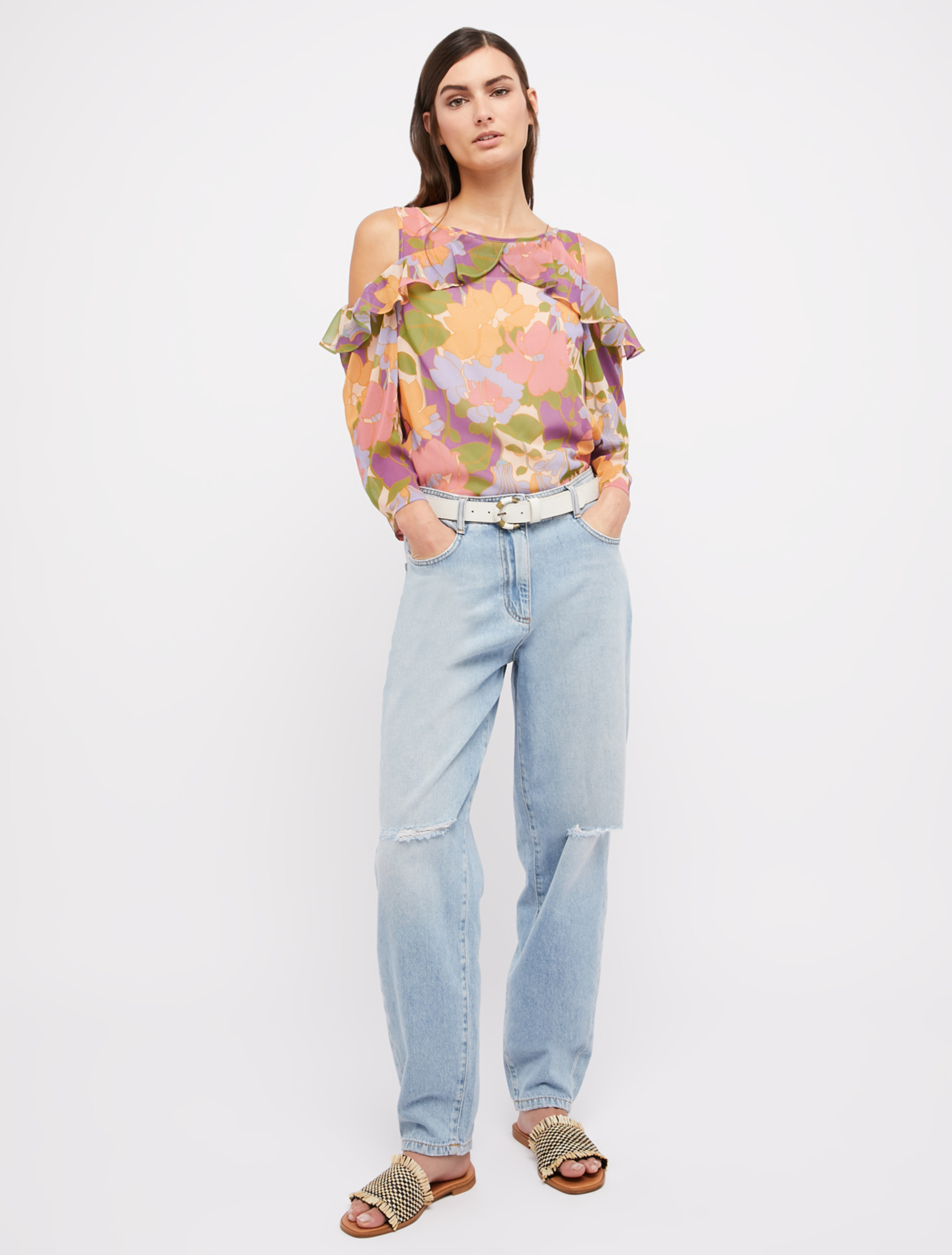Blouse in floral georgette, burgundy pattern - Pennyblack Blouse in floral georgette - burgundy pattern - pennyblack