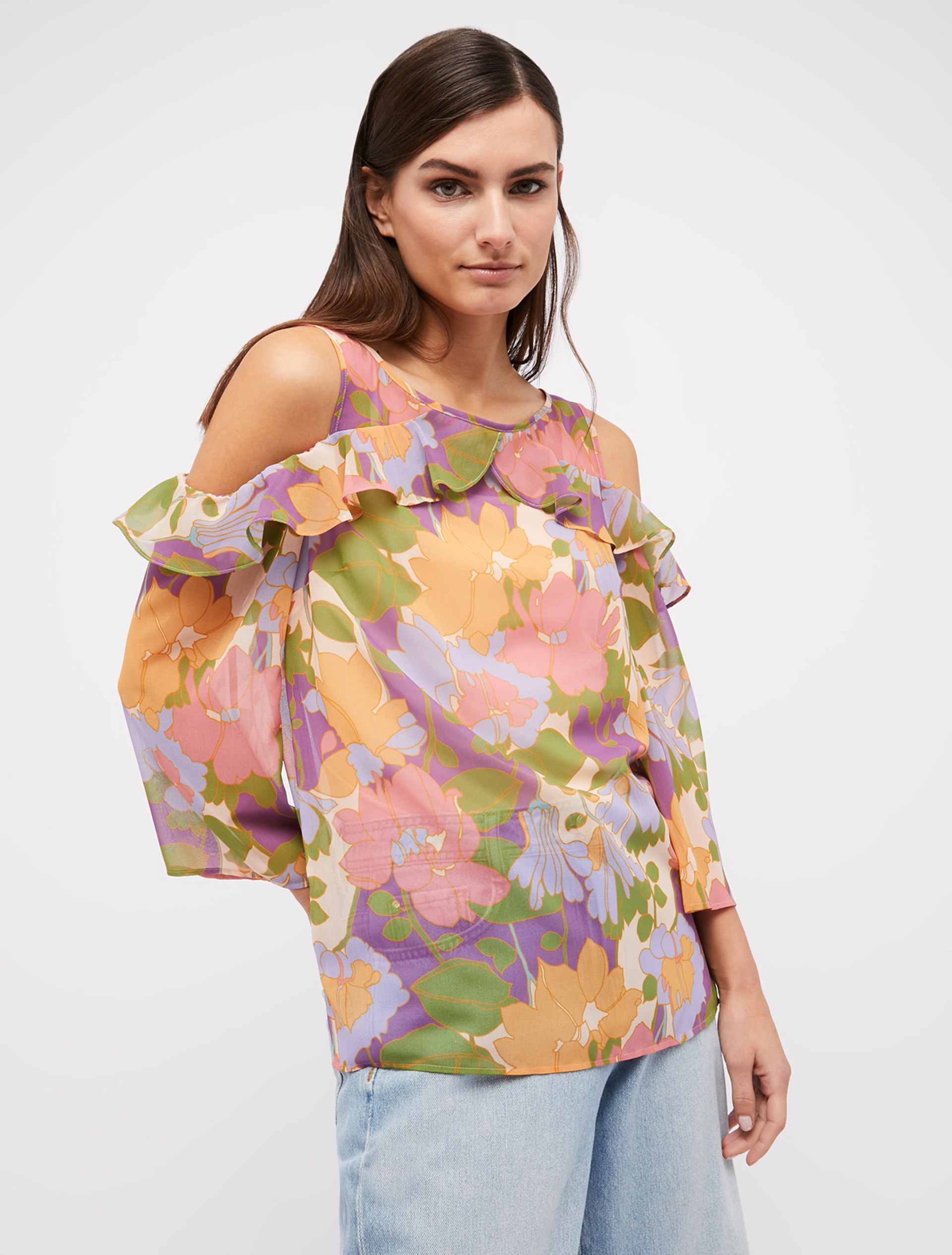 Blouse in floral georgette, burgundy pattern - Pennyblack Blouse in floral georgette - burgundy pattern - pennyblack
