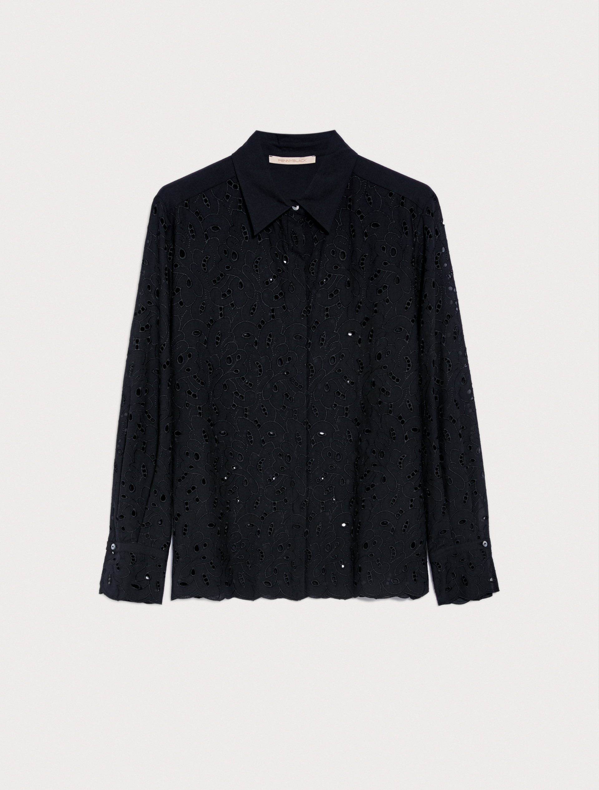 Cotton broderie anglaise shirt, black - Pennyblack Cotton broderie anglaise shirt - black - pennyblack
