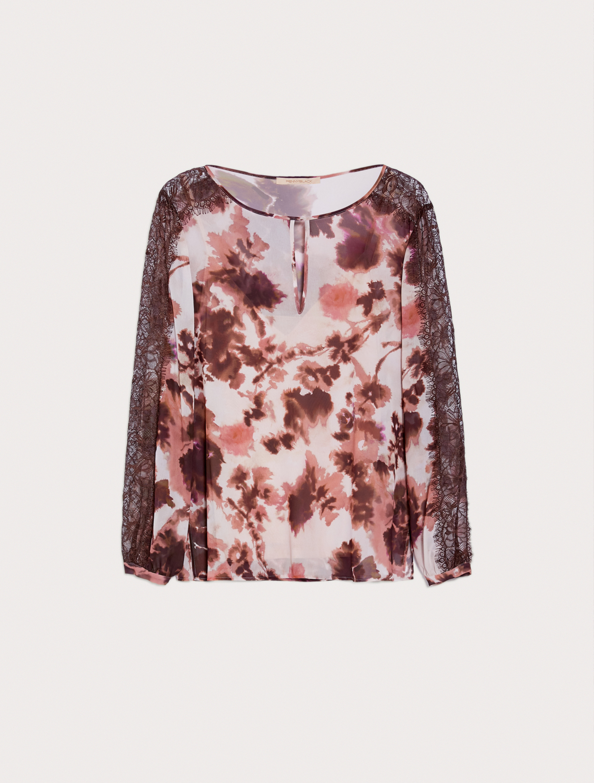 Georgette and lace blouse, bronze pattern - Pennyblack Georgette and lace blouse - bronze pattern - pennyblack