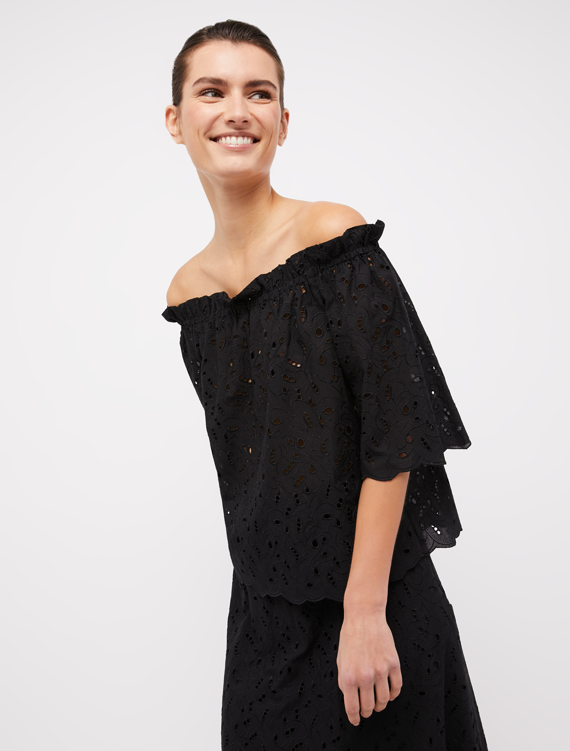 Broderie anglaise cotton blouse, black - Pennyblack Broderie anglaise cotton blouse - black - pennyblack