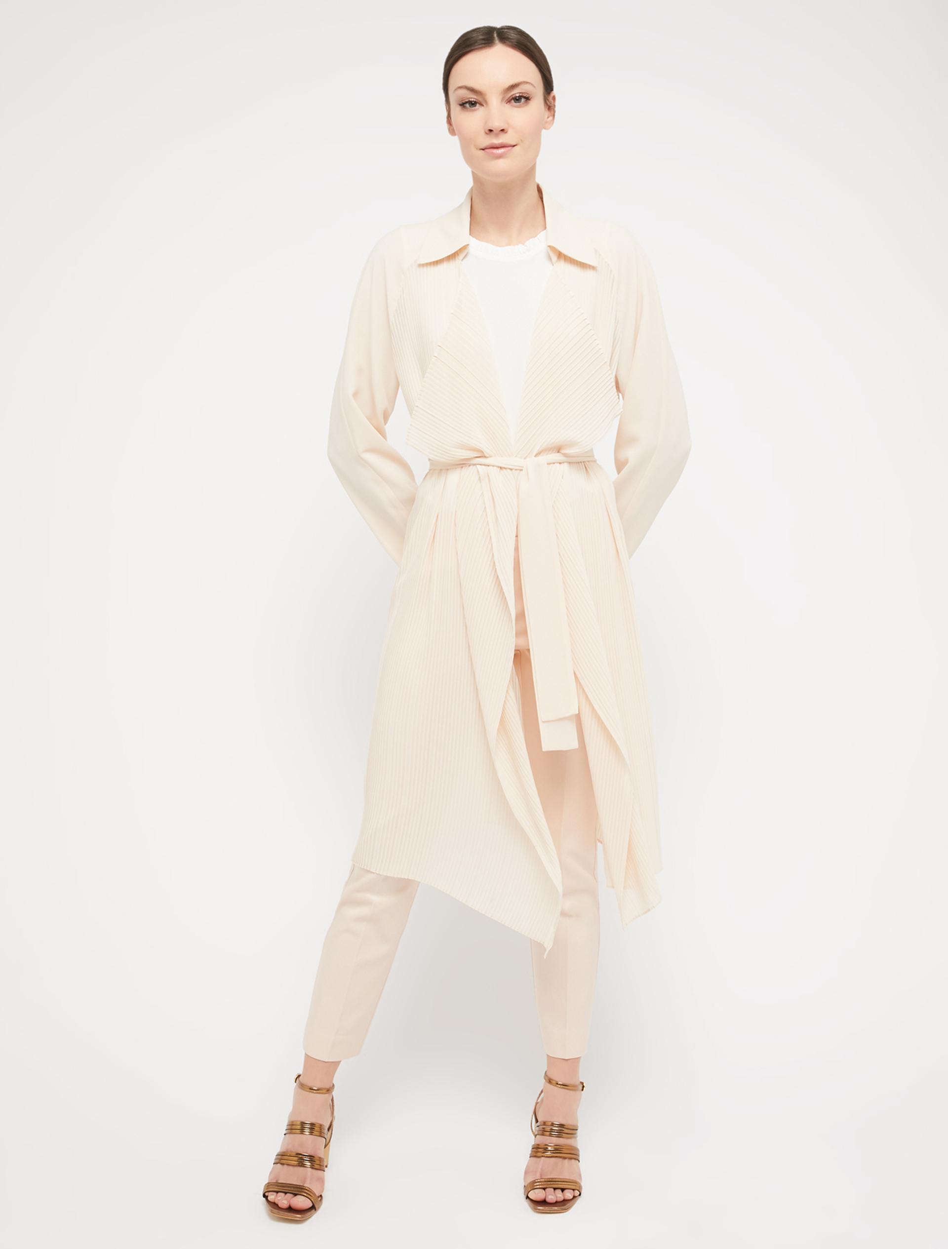 Pleated georgette duster coat, pink - Pennyblack Pleated georgette duster coat - pink - pennyblack