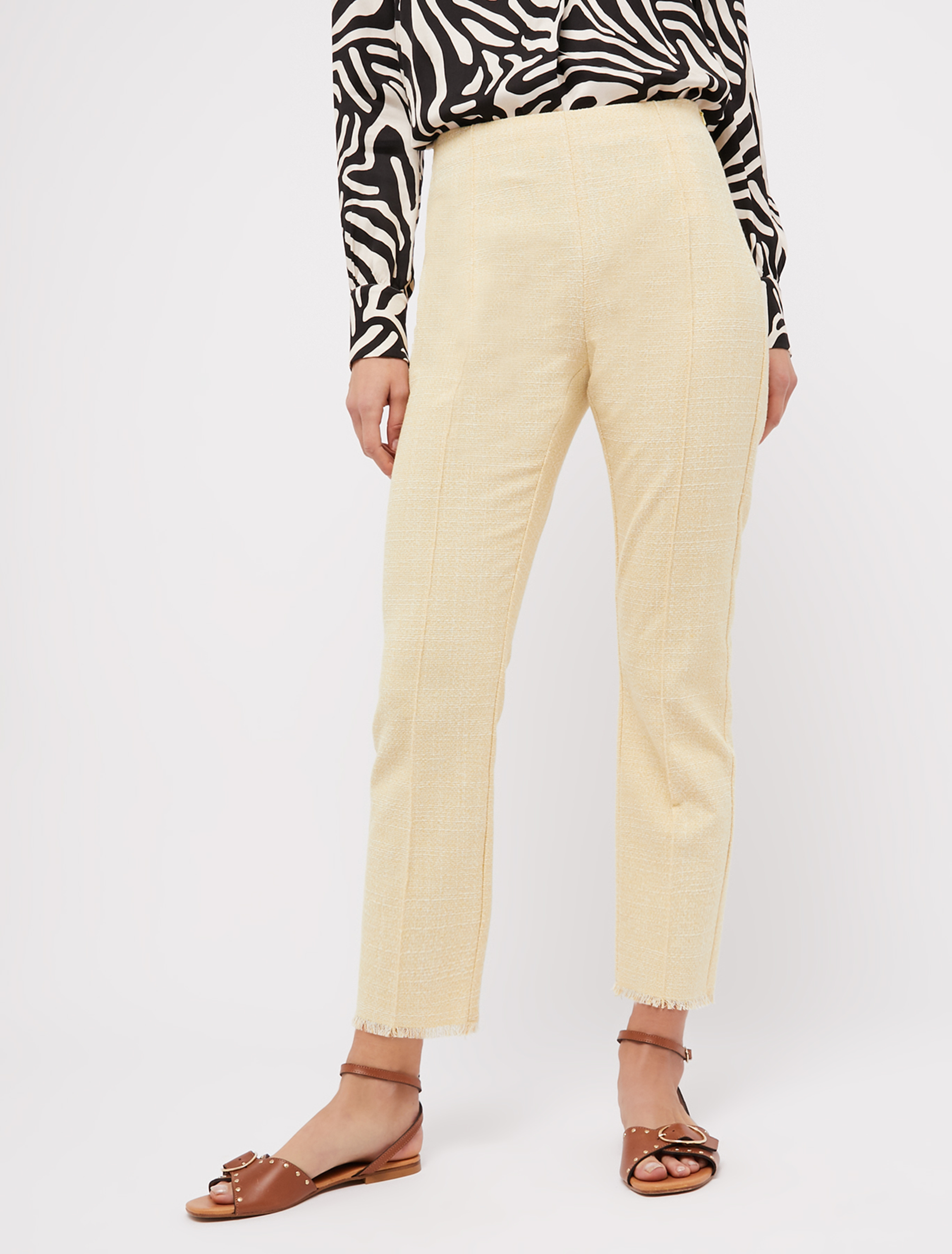 Basketweave cigarette trousers, pale yellow pattern - Pennyblack Basketweave cigarette trousers - pale yellow pattern - pennyblack