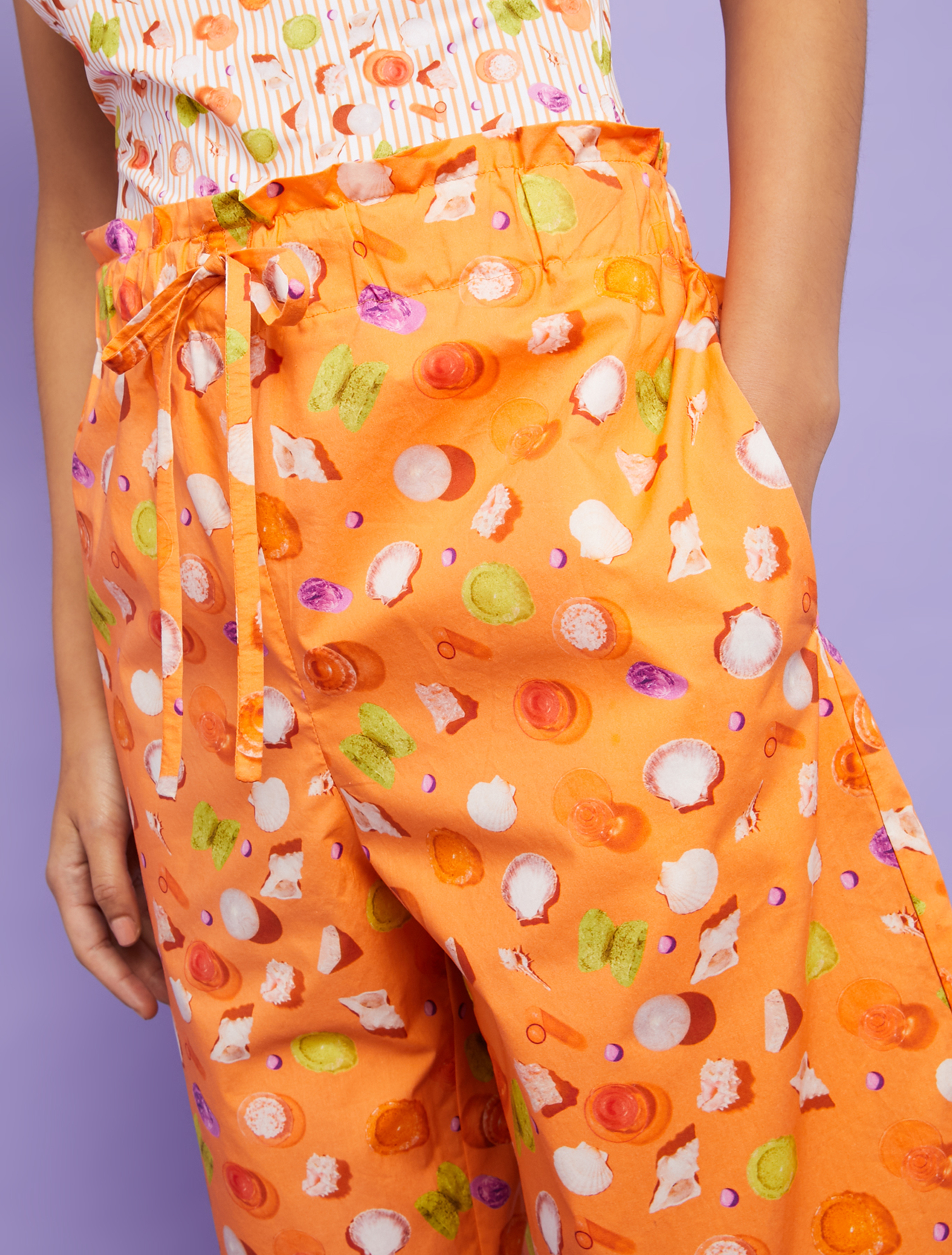 3D-print cotton trousers, orange pattern - Pennyblack 3D-print cotton trousers - orange pattern - pennyblack