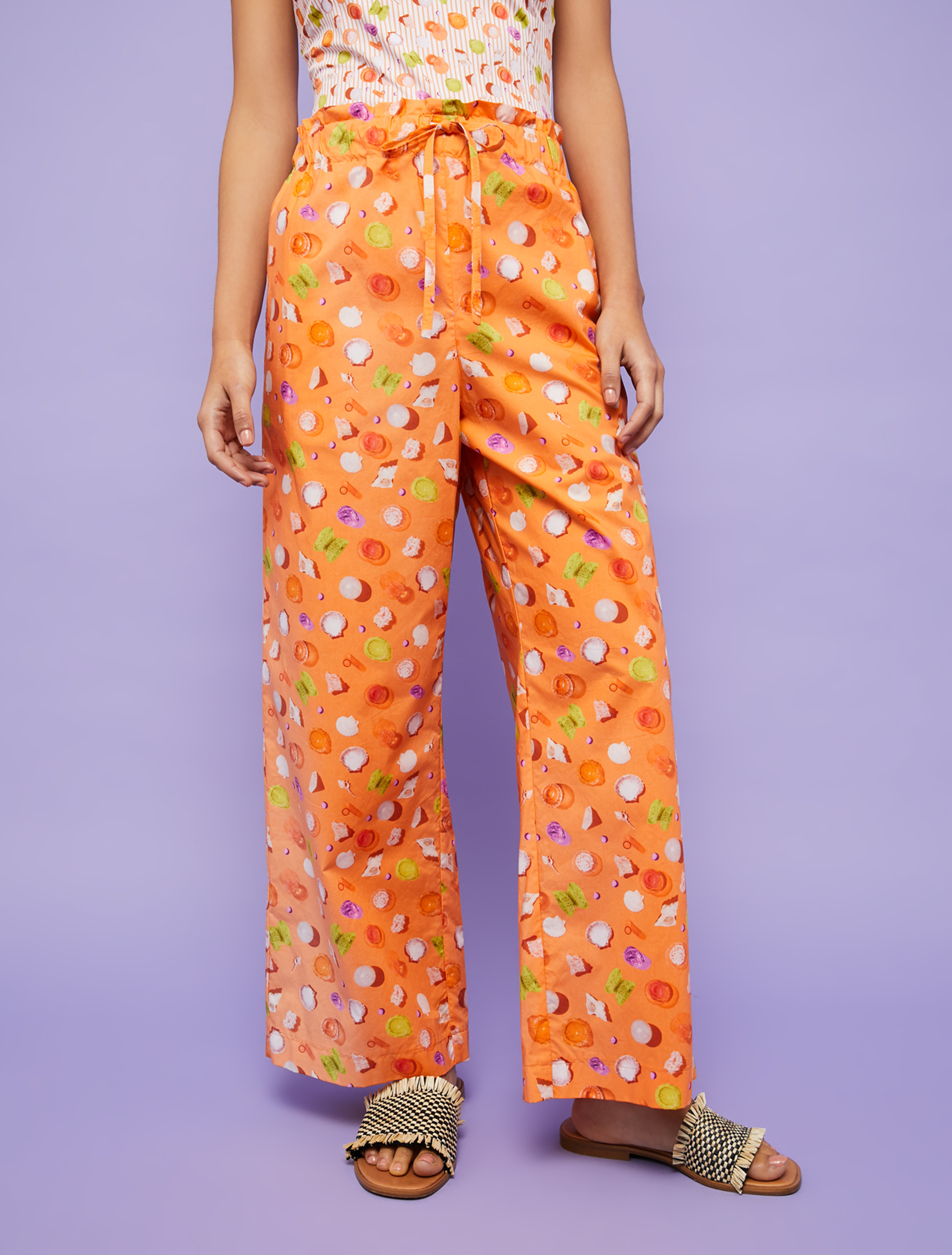 3D-print cotton trousers, orange pattern - Pennyblack 3D-print cotton trousers - orange pattern - pennyblack