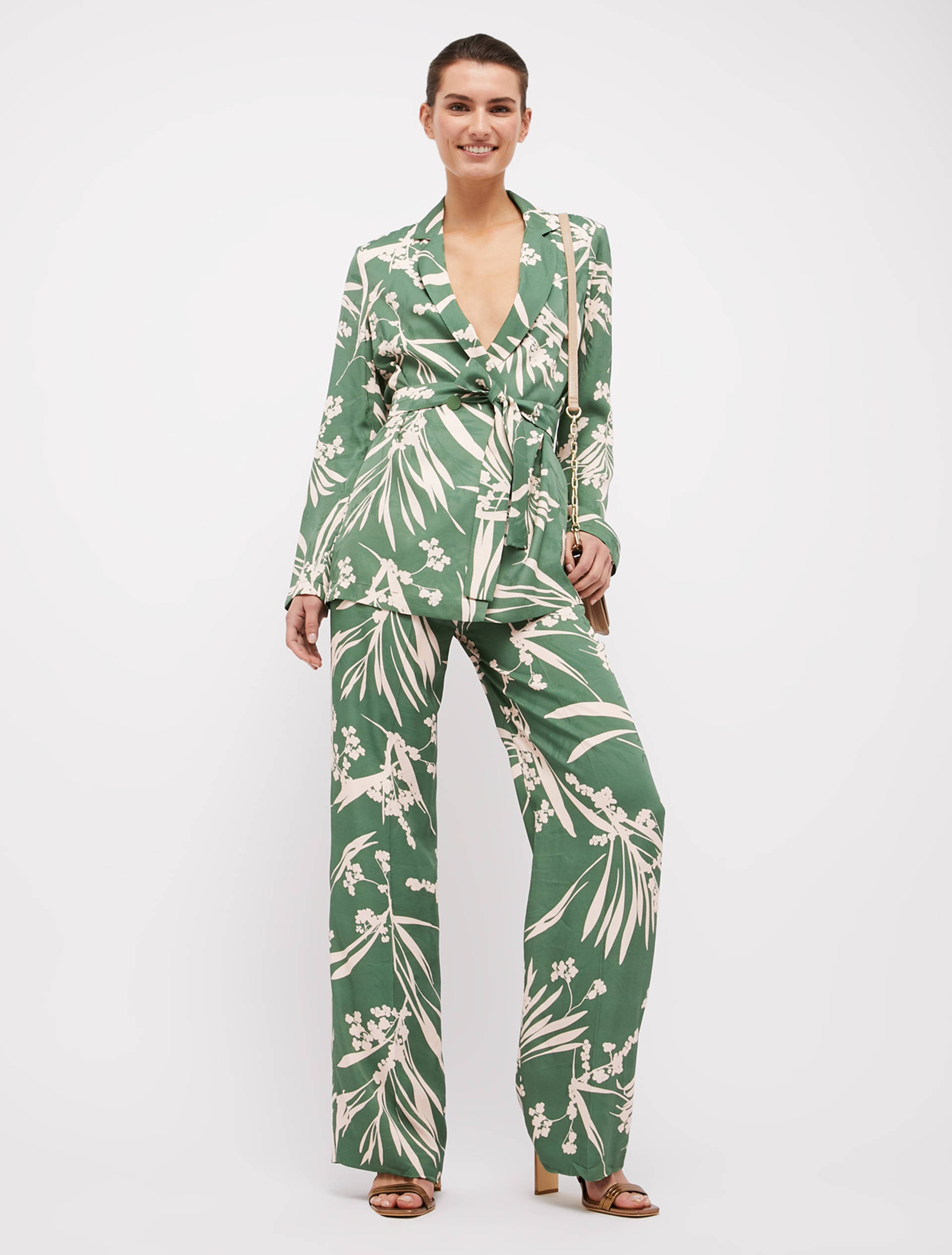 Jacquard patterned trousers, sage green pattern - Pennyblack Jacquard patterned trousers - sage green pattern - pennyblack