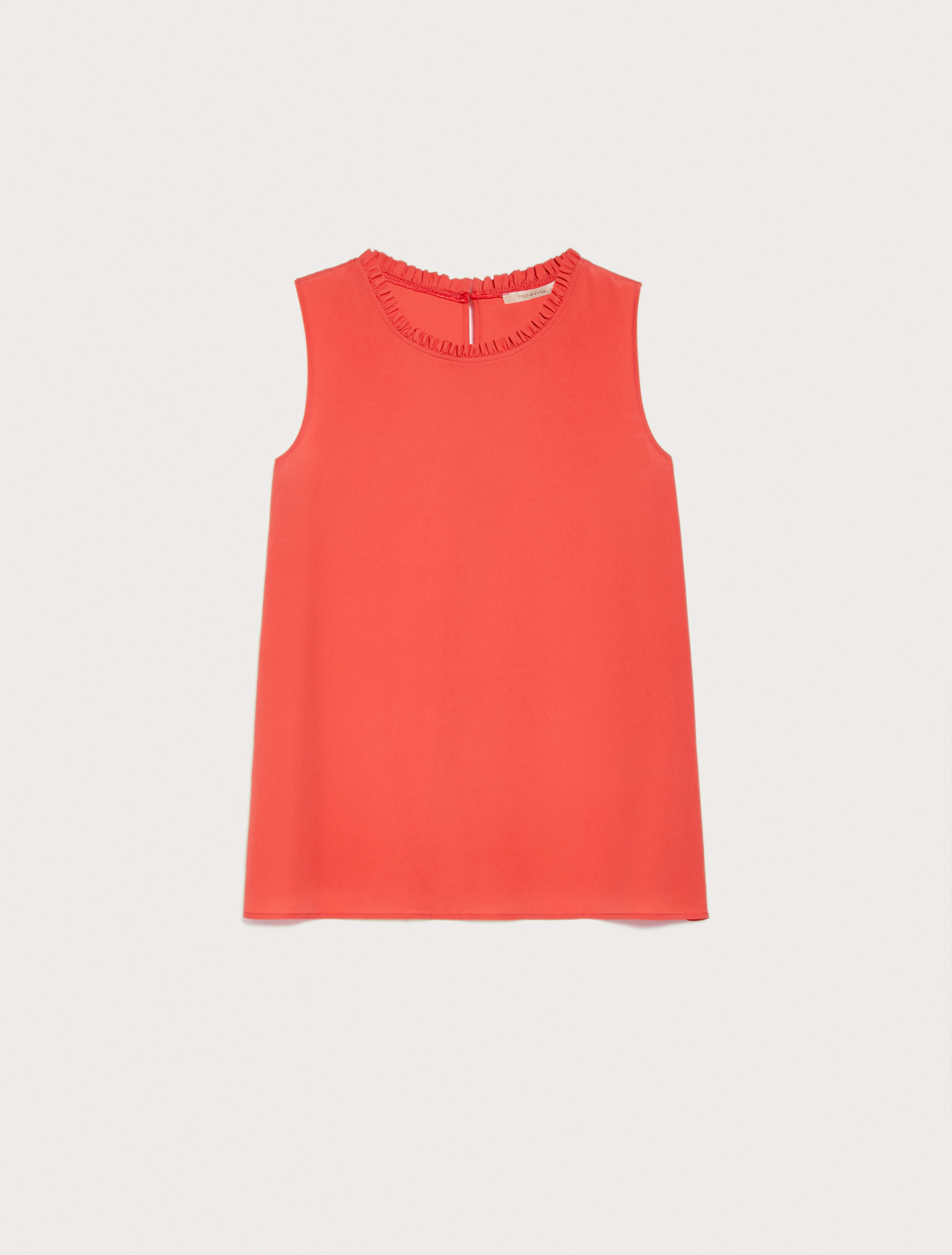 Crêpe de Chine top with ruffles, coral - Pennyblack Crêpe de Chine top with ruffles - coral - pennyblack