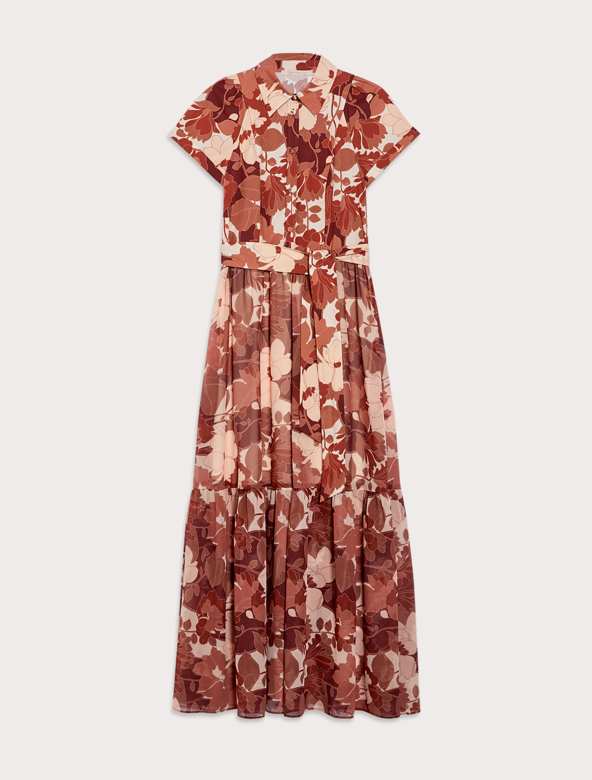 Georgette and poplin dress, bronze pattern - Pennyblack Georgette and poplin dress - bronze pattern - pennyblack