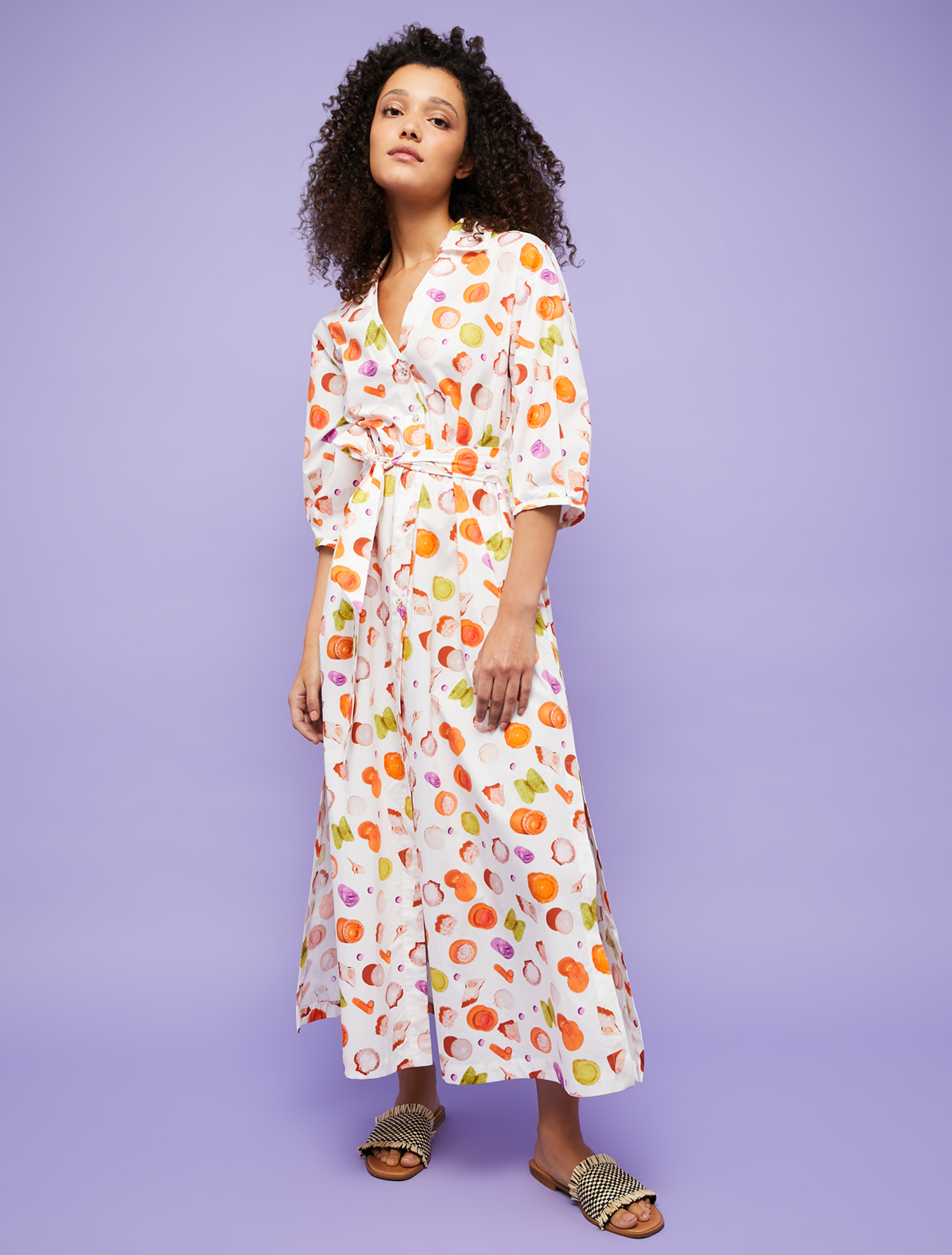 3D-print cotton shirt dress, white pattern - Pennyblack 3D-print cotton shirt dress - white pattern - pennyblack
