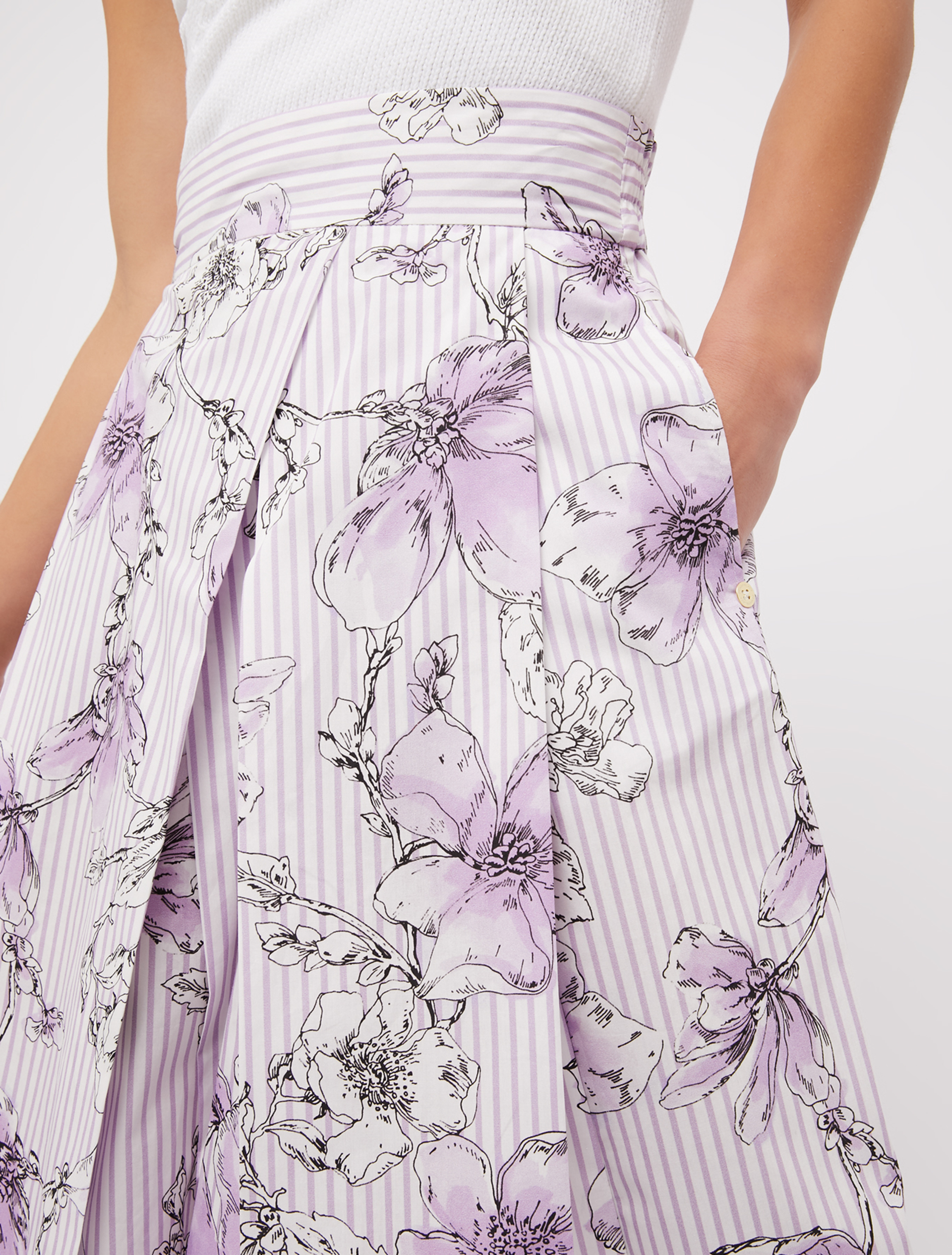 Patterned poplin skirt, lilac pattern - Pennyblack Patterned poplin skirt - lilac pattern - pennyblack
