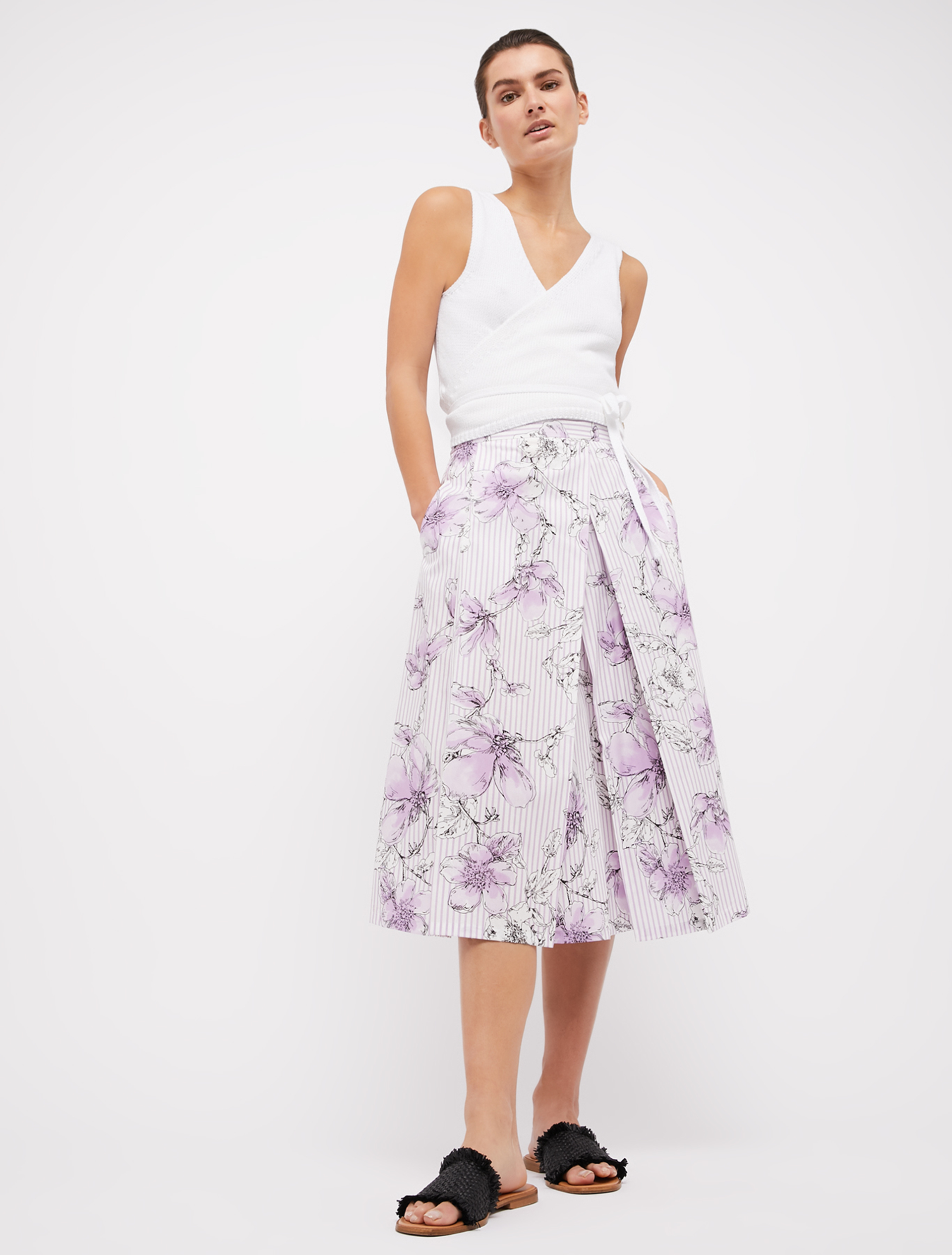 Patterned poplin skirt, lilac pattern - Pennyblack Patterned poplin skirt - lilac pattern - pennyblack