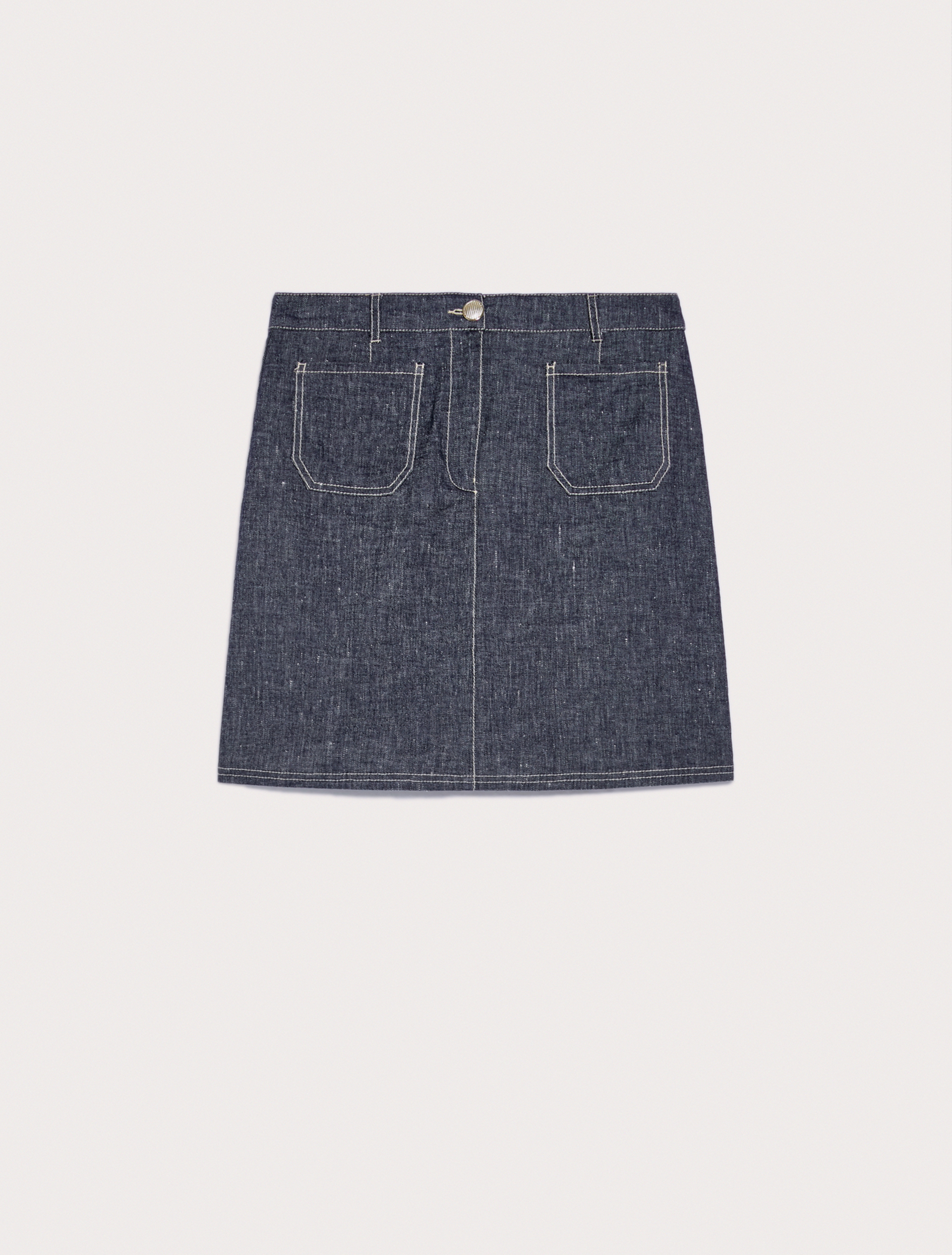 Cotton and linen mini skirt, navy blue - Pennyblack Cotton and linen mini skirt - navy blue - pennyblack