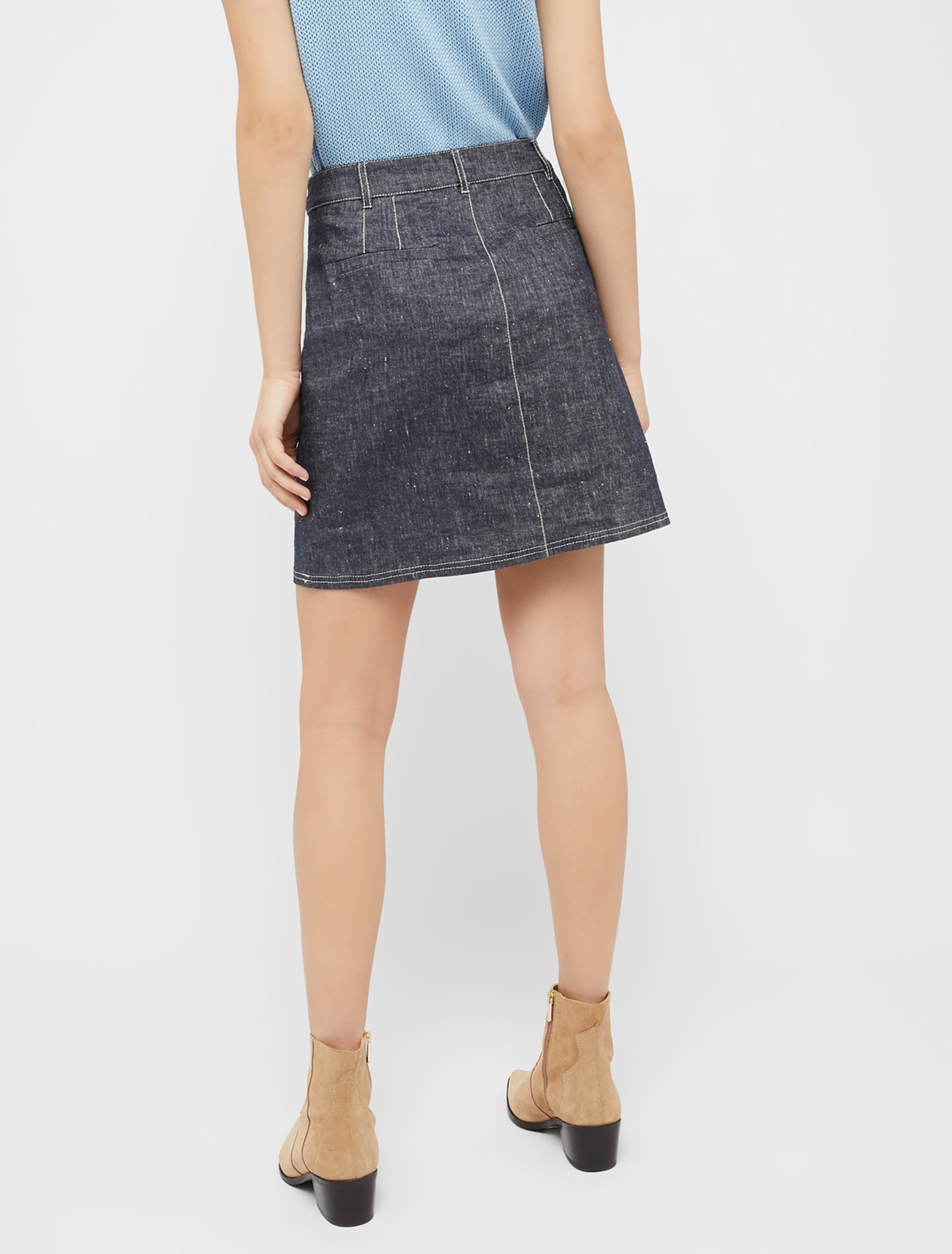 Cotton and linen mini skirt, navy blue - Pennyblack Cotton and linen mini skirt - navy blue - pennyblack