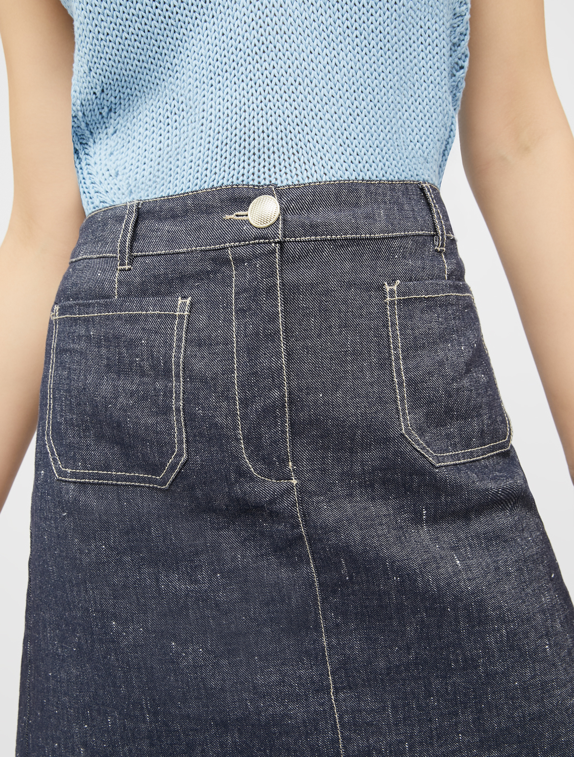 Cotton and linen mini skirt, navy blue - Pennyblack Cotton and linen mini skirt - navy blue - pennyblack
