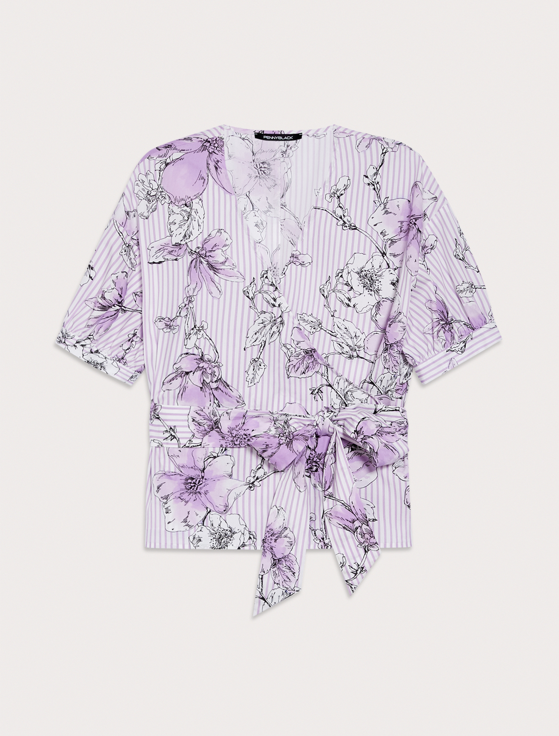 Patterned poplin blouse, lilac pattern - Pennyblack Patterned poplin blouse - lilac pattern - pennyblack