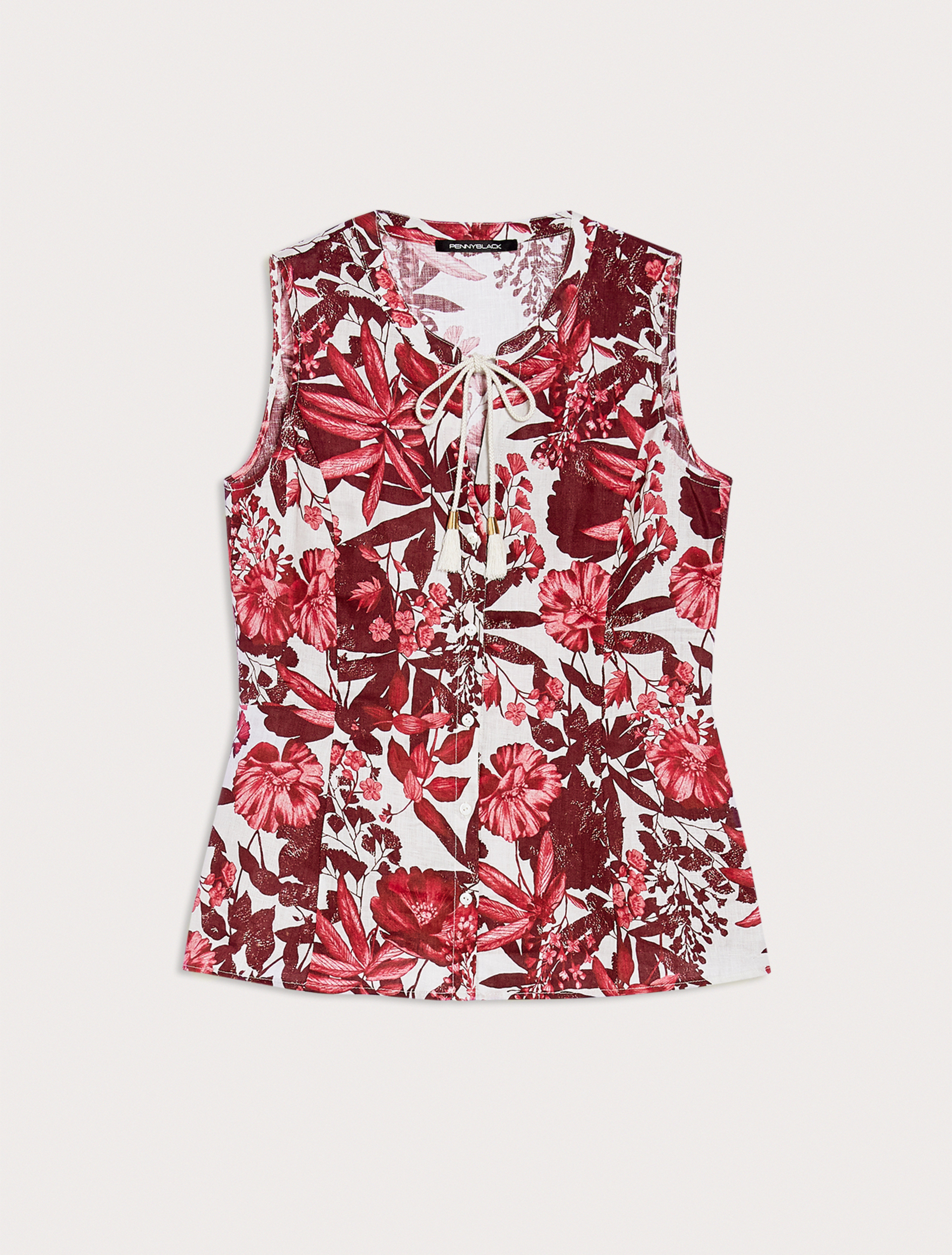 Pure linen top, burgundy pattern - Pennyblack Pure linen top - burgundy pattern - pennyblack