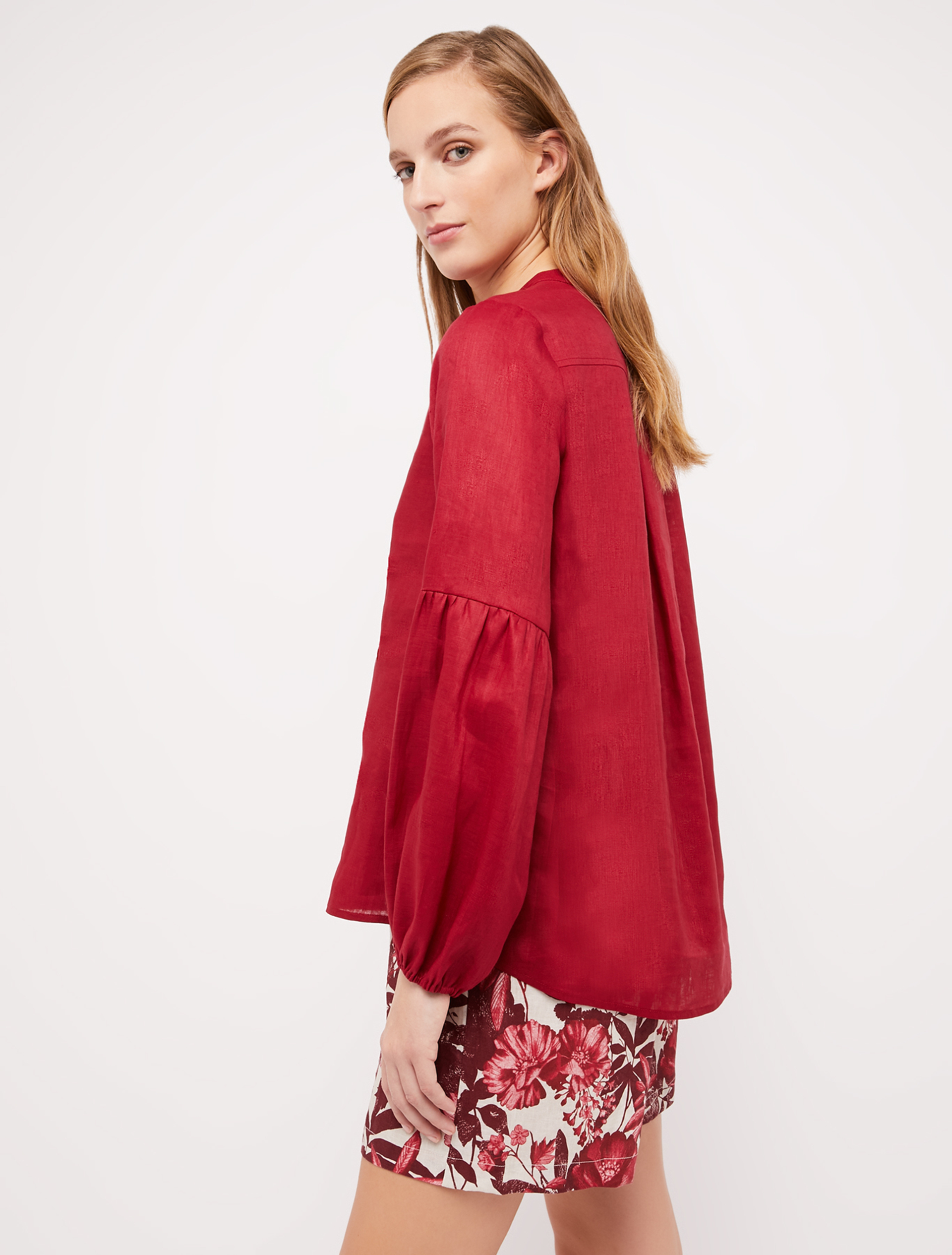 Pure linen blouse, burgundy - Pennyblack Pure linen blouse - burgundy - pennyblack
