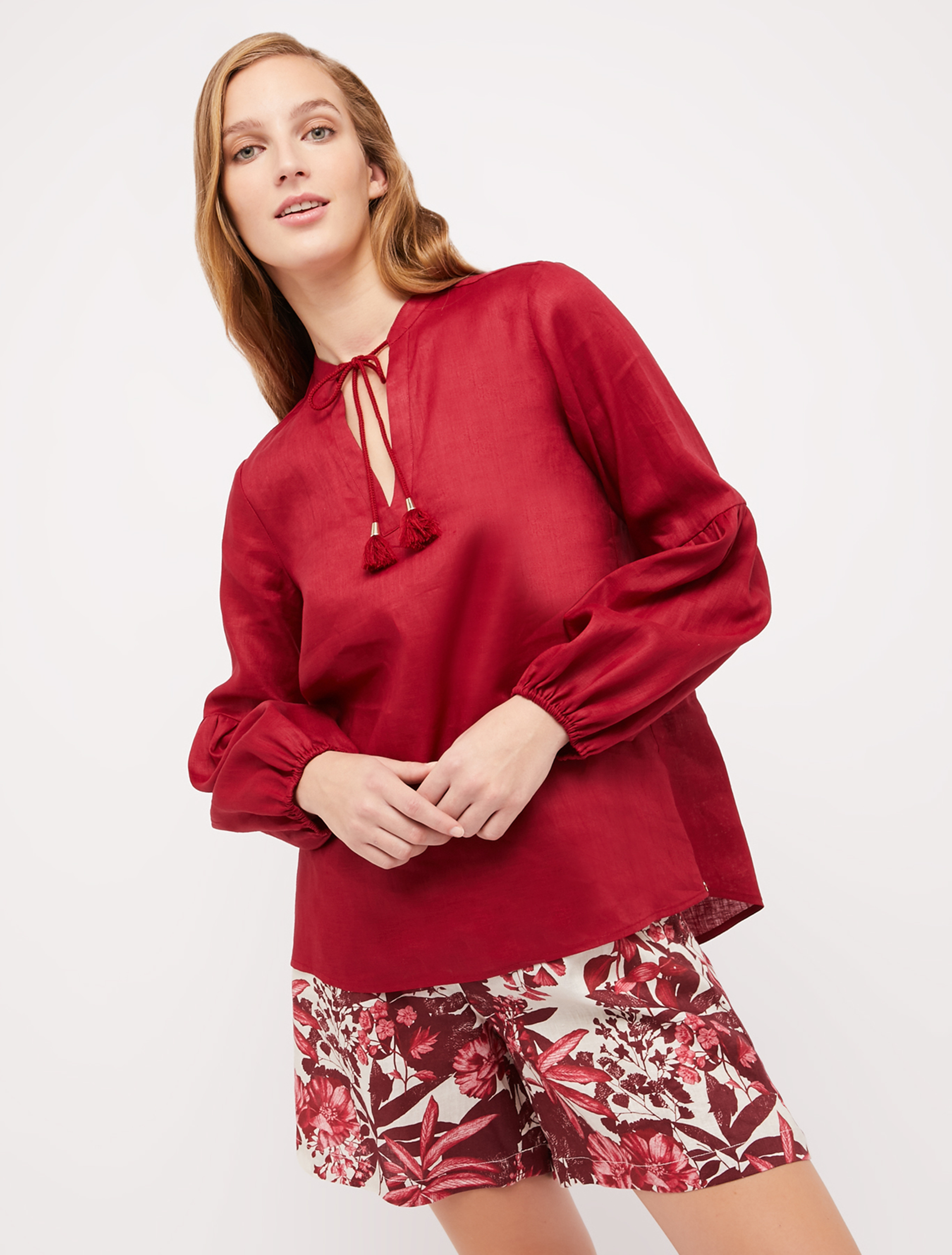 Pure linen blouse, burgundy - Pennyblack Pure linen blouse - burgundy - pennyblack