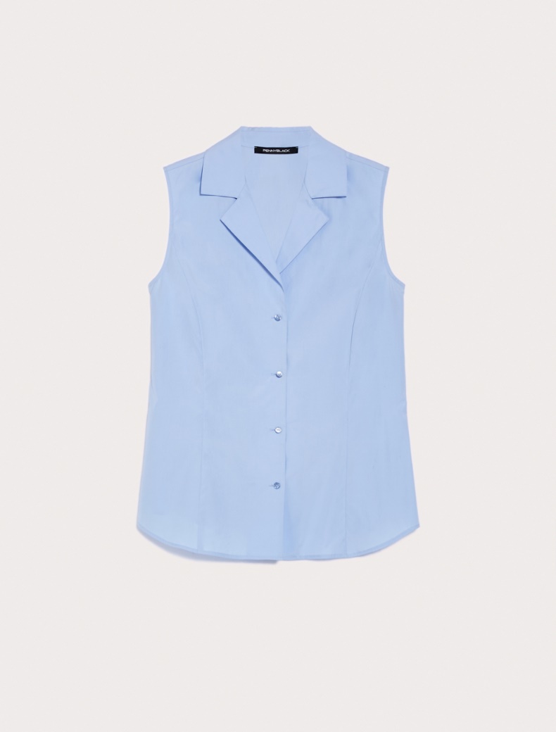 Poplin shirt with lapels, light blue 