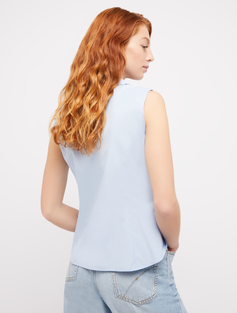 Poplin shirt with lapels, light blue 