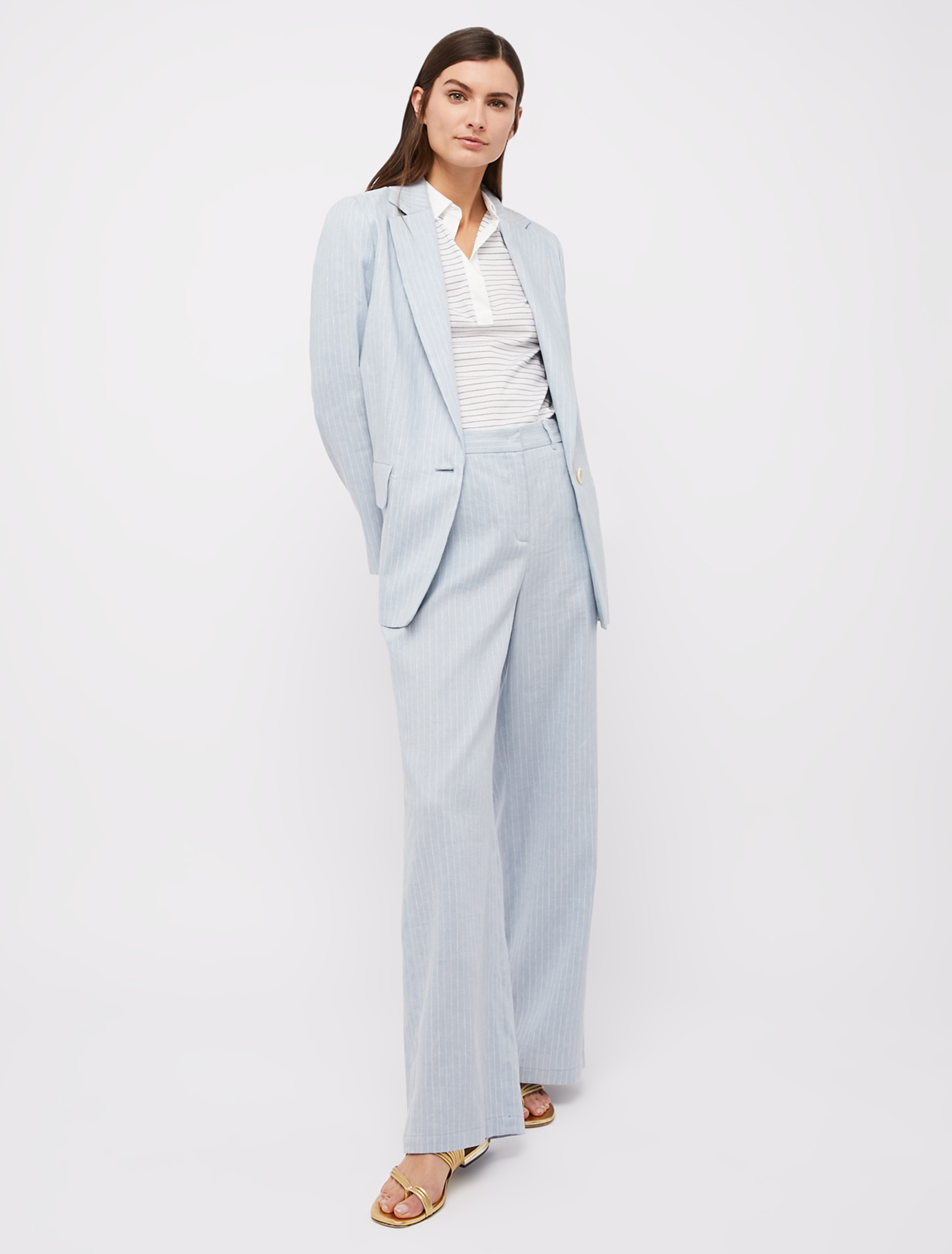 Linen and cotton trousers, light blue pattern - Pennyblack Linen and cotton trousers - light blue pattern - pennyblack