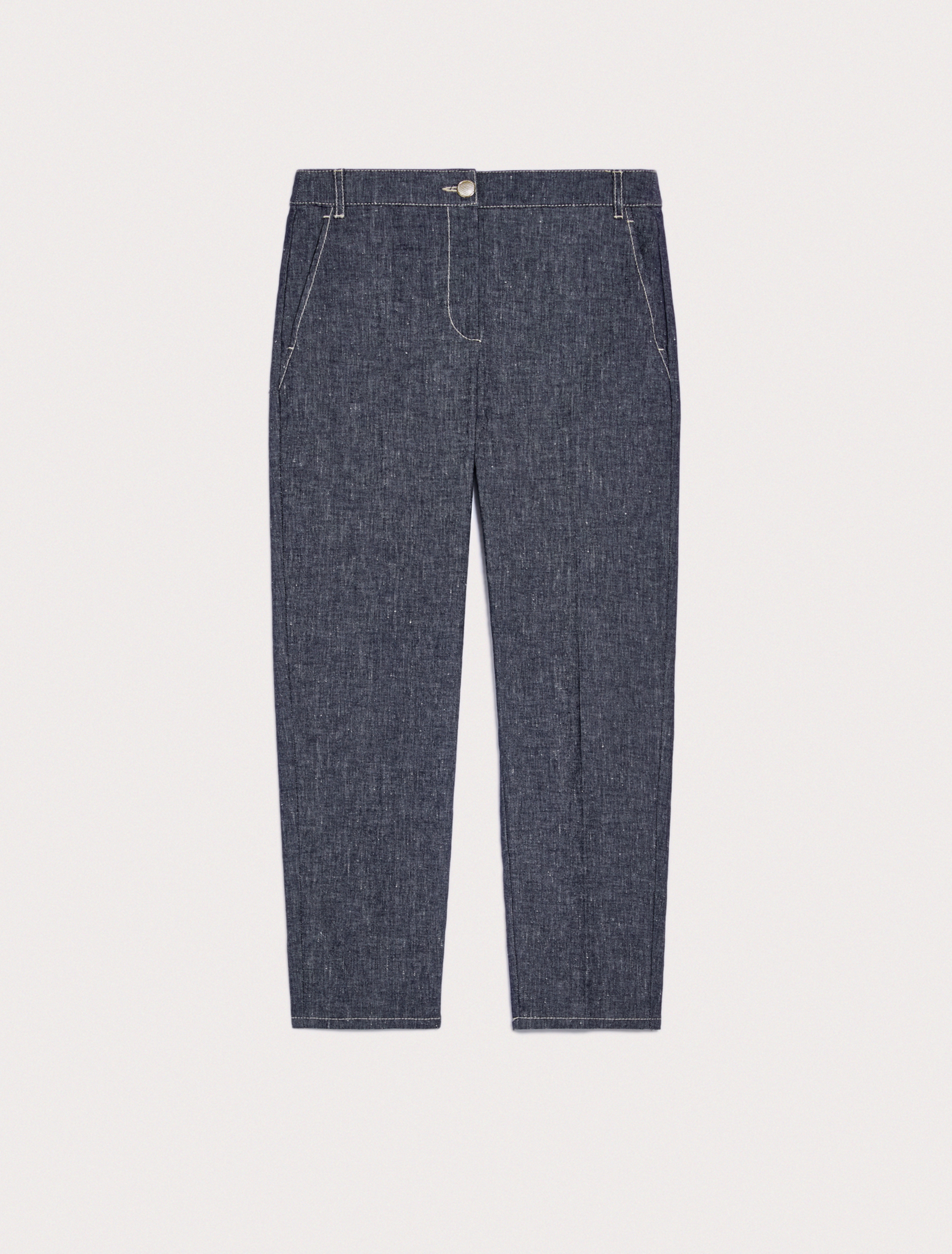 Slim cotton and linen trousers, navy blue - Pennyblack Slim cotton and linen trousers - navy blue - pennyblack