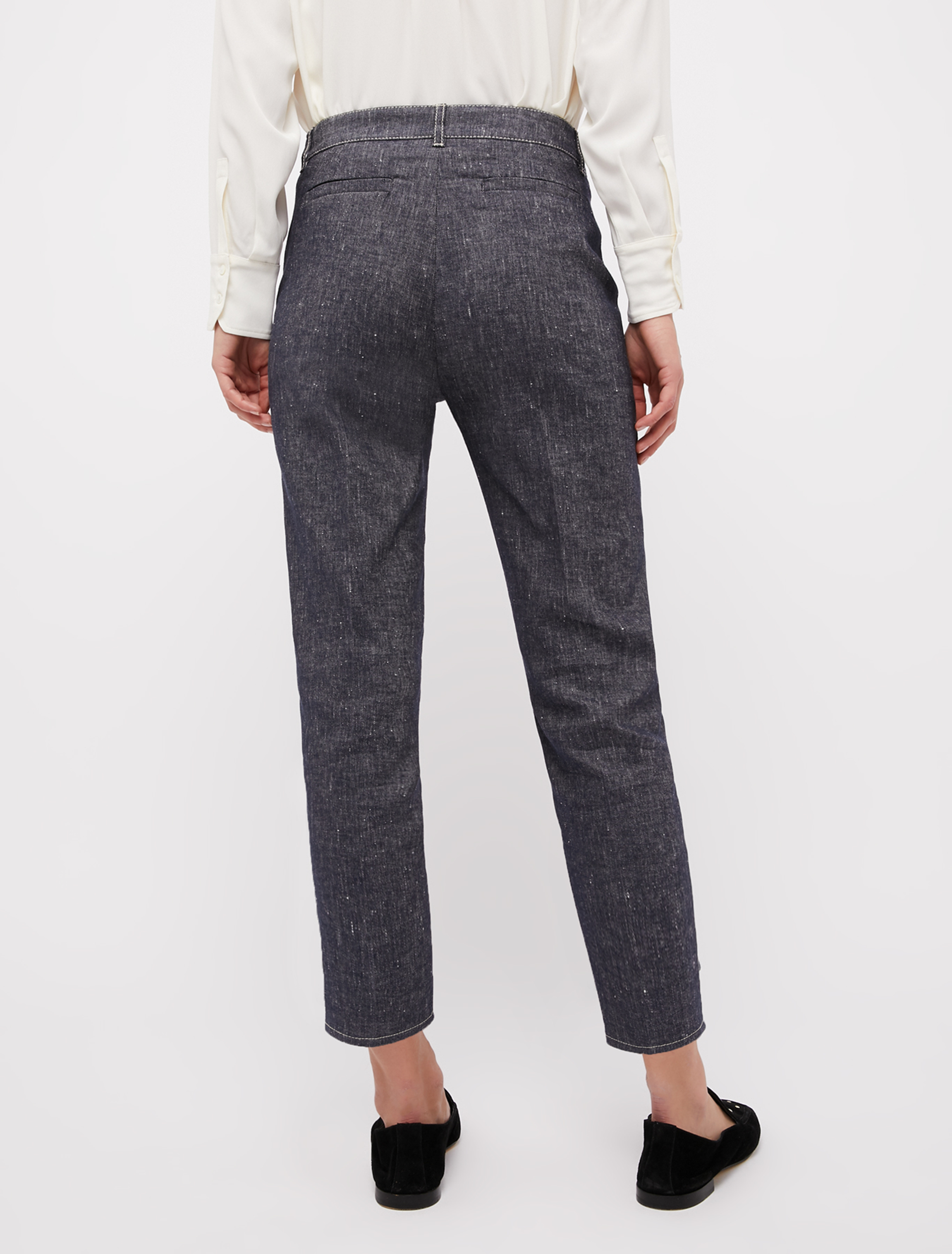 Slim cotton and linen trousers, navy blue - Pennyblack Slim cotton and linen trousers - navy blue - pennyblack