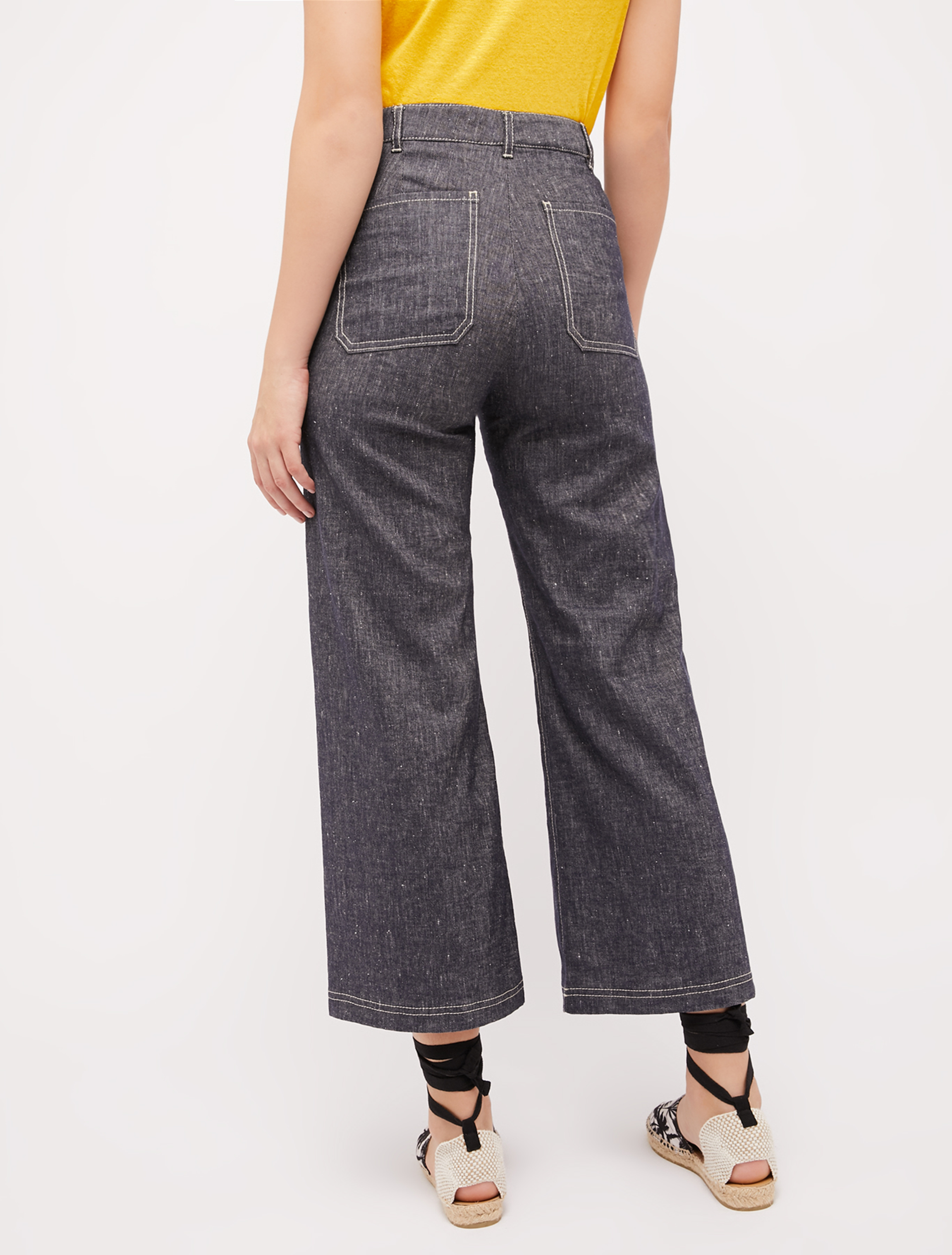 Cotton and linen wide-leg trousers, navy blue - Pennyblack Cotton and linen wide-leg trousers - navy blue - pennyblack