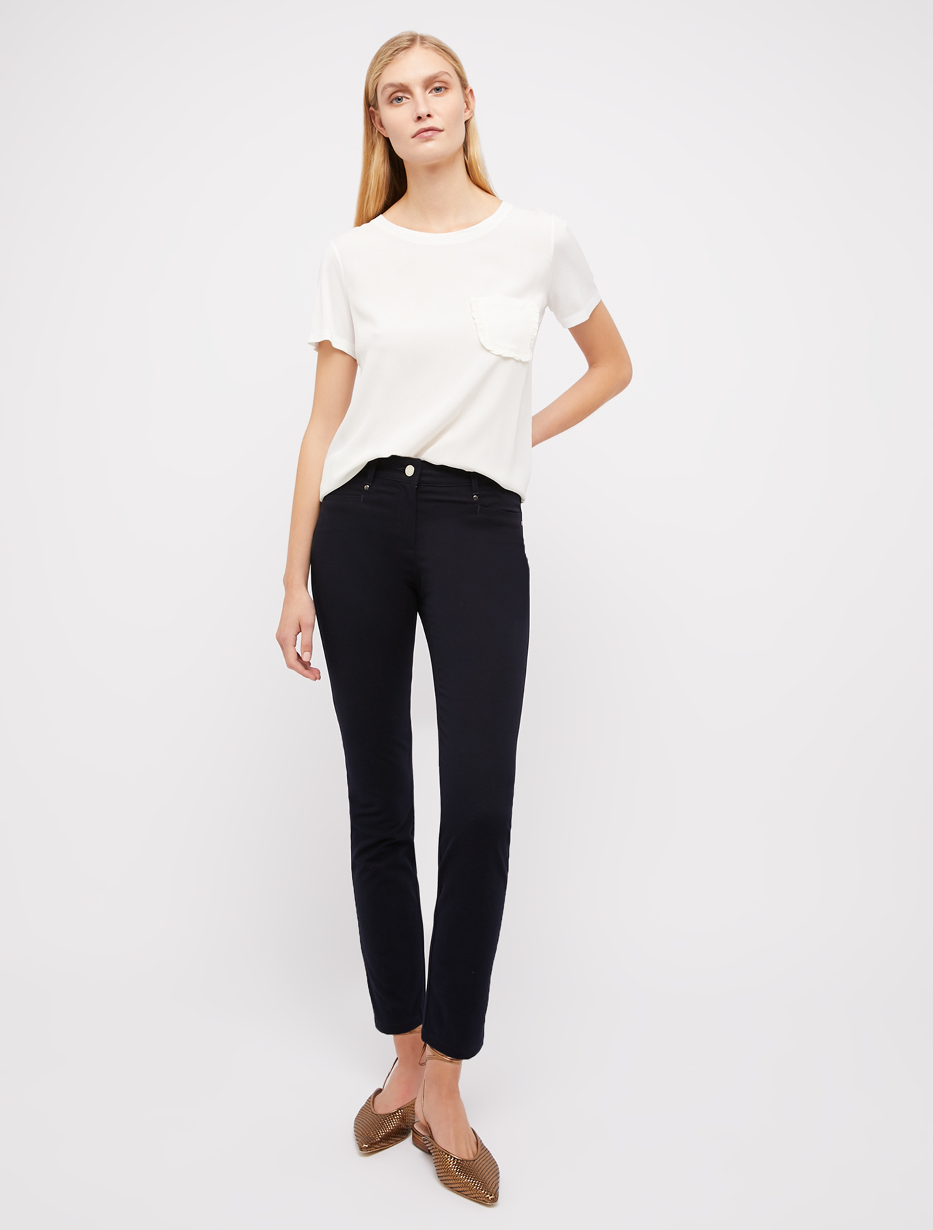 Skinny trousers in cotton twill, midnight blue - Pennyblack Skinny trousers in cotton twill - midnight blue - pennyblack