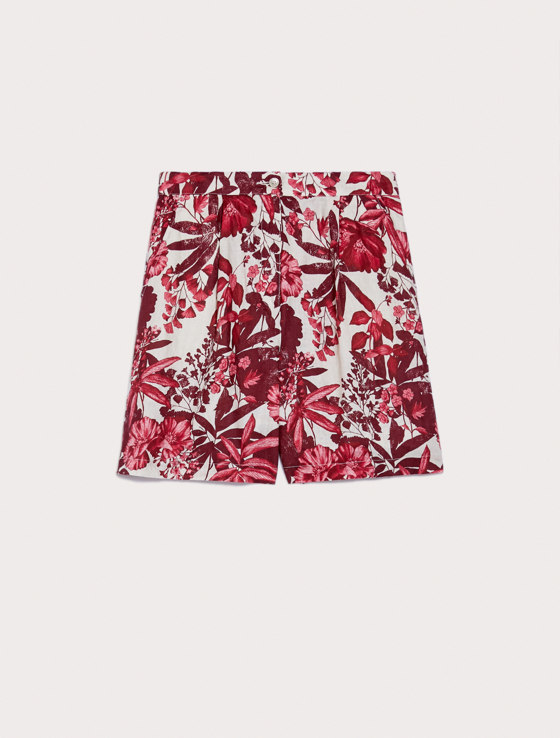 Tropical-print linen shorts, burgundy pattern - Pennyblack Tropical-print linen shorts - burgundy pattern - pennyblack
