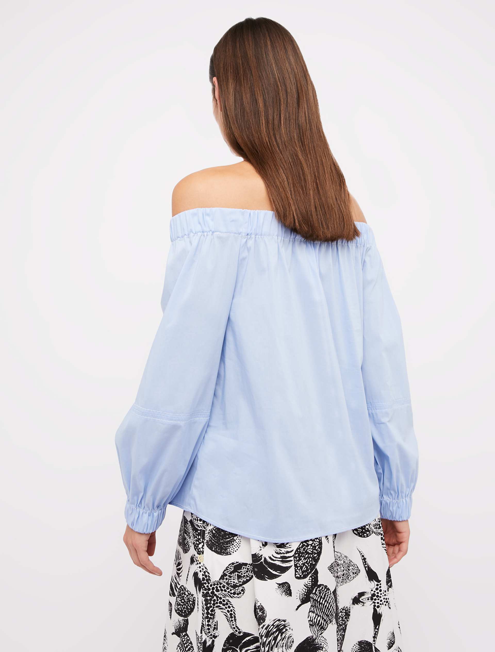 Off-the-shoulder poplin blouse, light blue - Pennyblack Off-the-shoulder poplin blouse - light blue - pennyblack