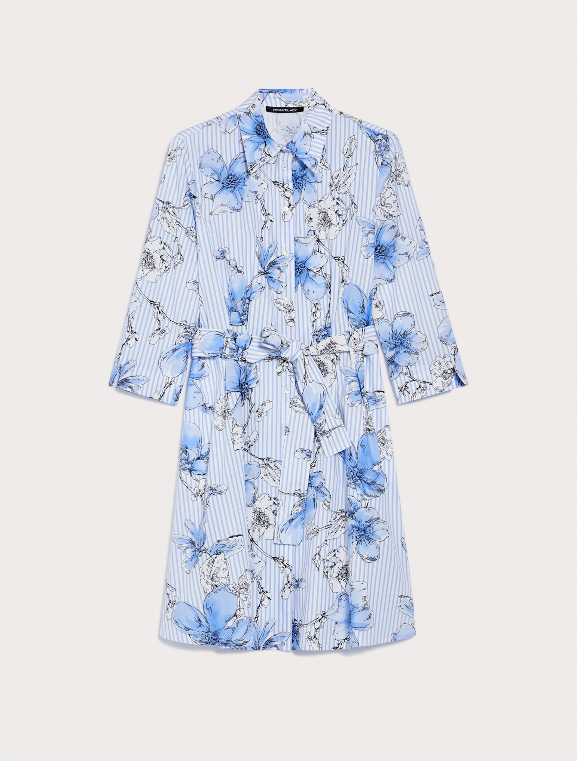 Patterned poplin shirt dress, light blue pattern - Pennyblack Patterned poplin shirt dress - light blue pattern - pennyblack