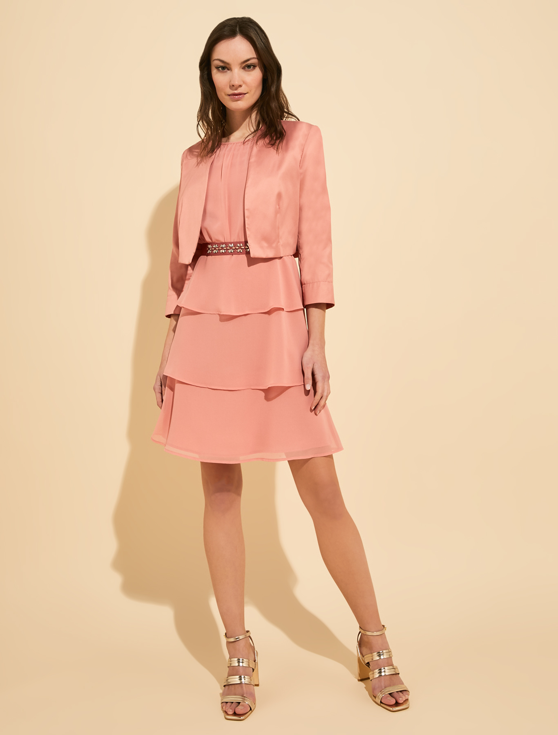 Flounced georgette dress, old rose - Pennyblack Flounced georgette dress - old rose - pennyblack