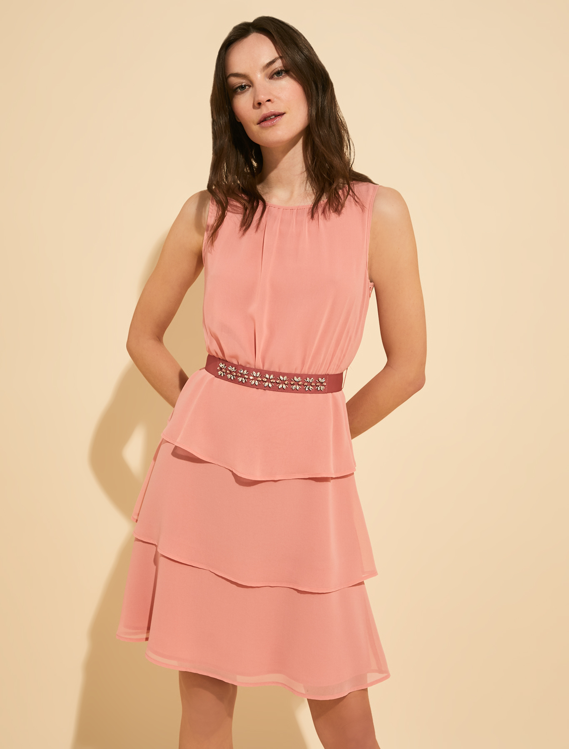 Flounced georgette dress, old rose - Pennyblack Flounced georgette dress - old rose - pennyblack