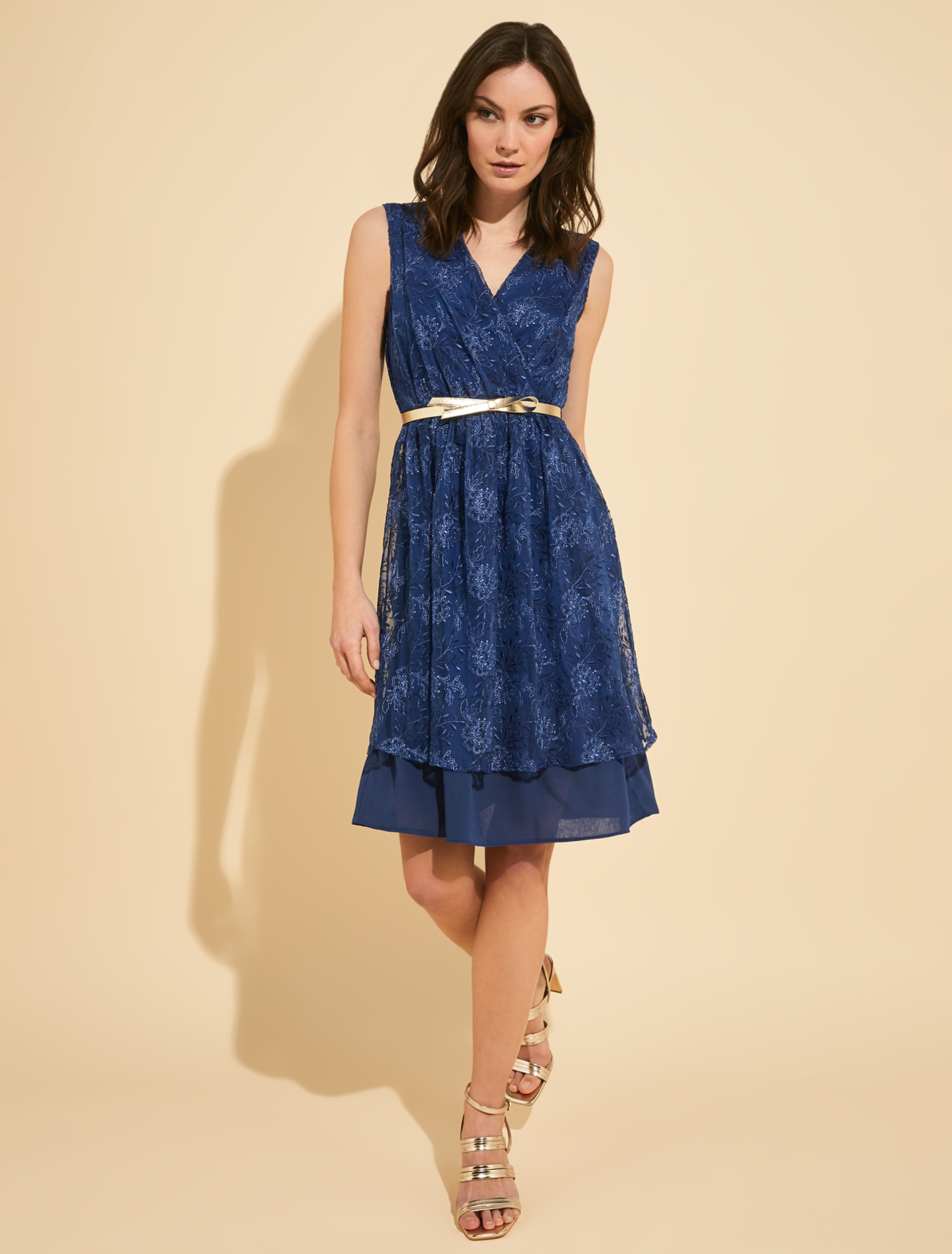 Embroidered tulle dress, navy blue - Pennyblack Embroidered tulle dress - navy blue - pennyblack