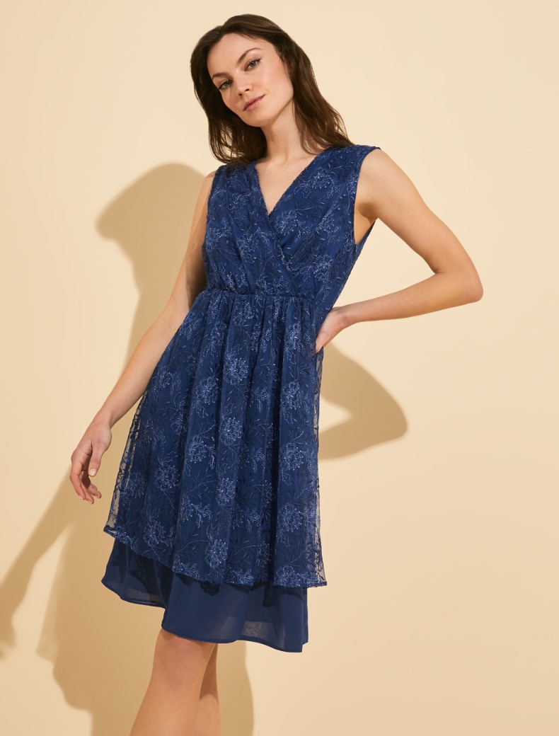Abito in tulle ricamato, blu marino - Pennyblack