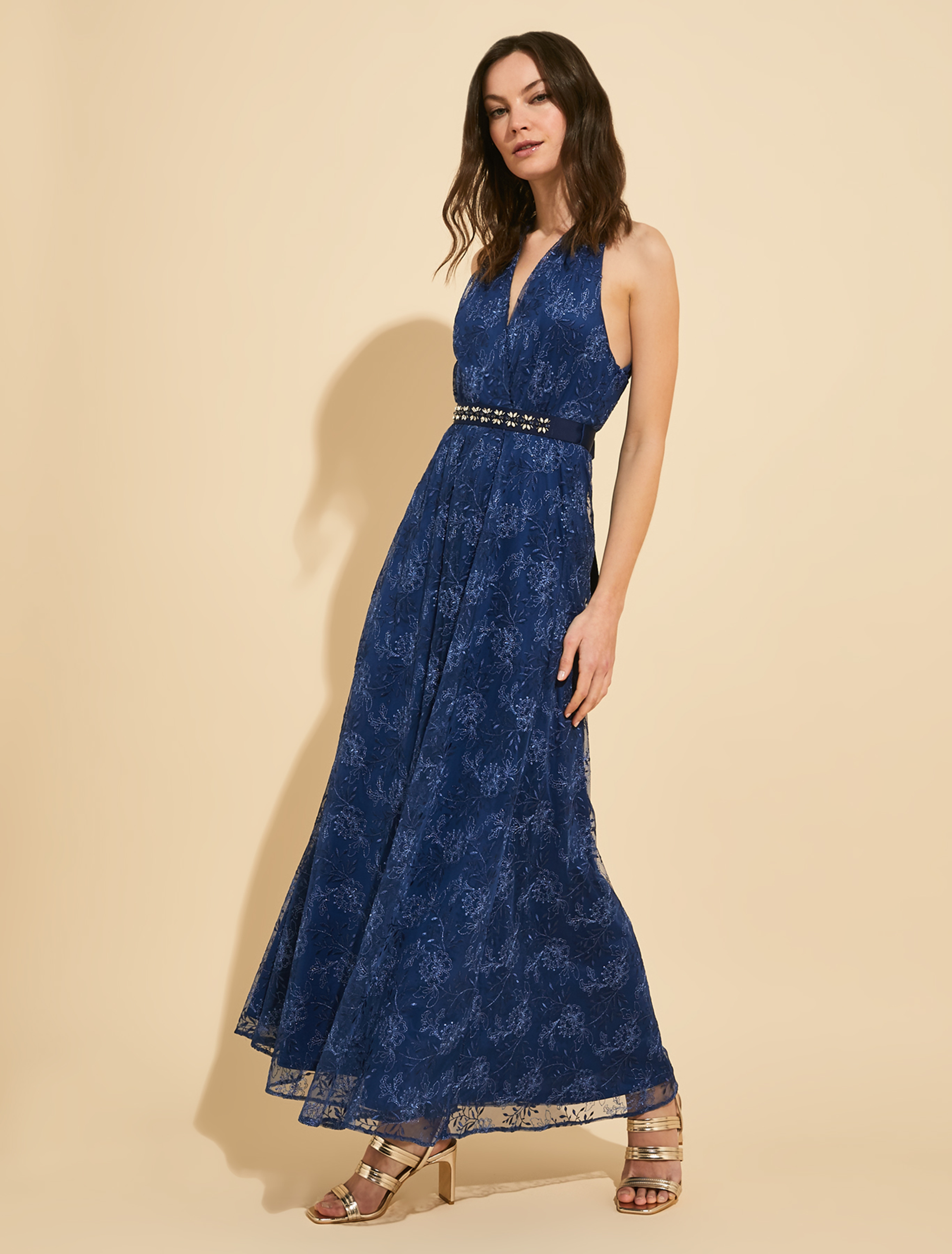 Embroidered tulle maxi dress, navy blue - Pennyblack Embroidered tulle maxi dress - navy blue - pennyblack
