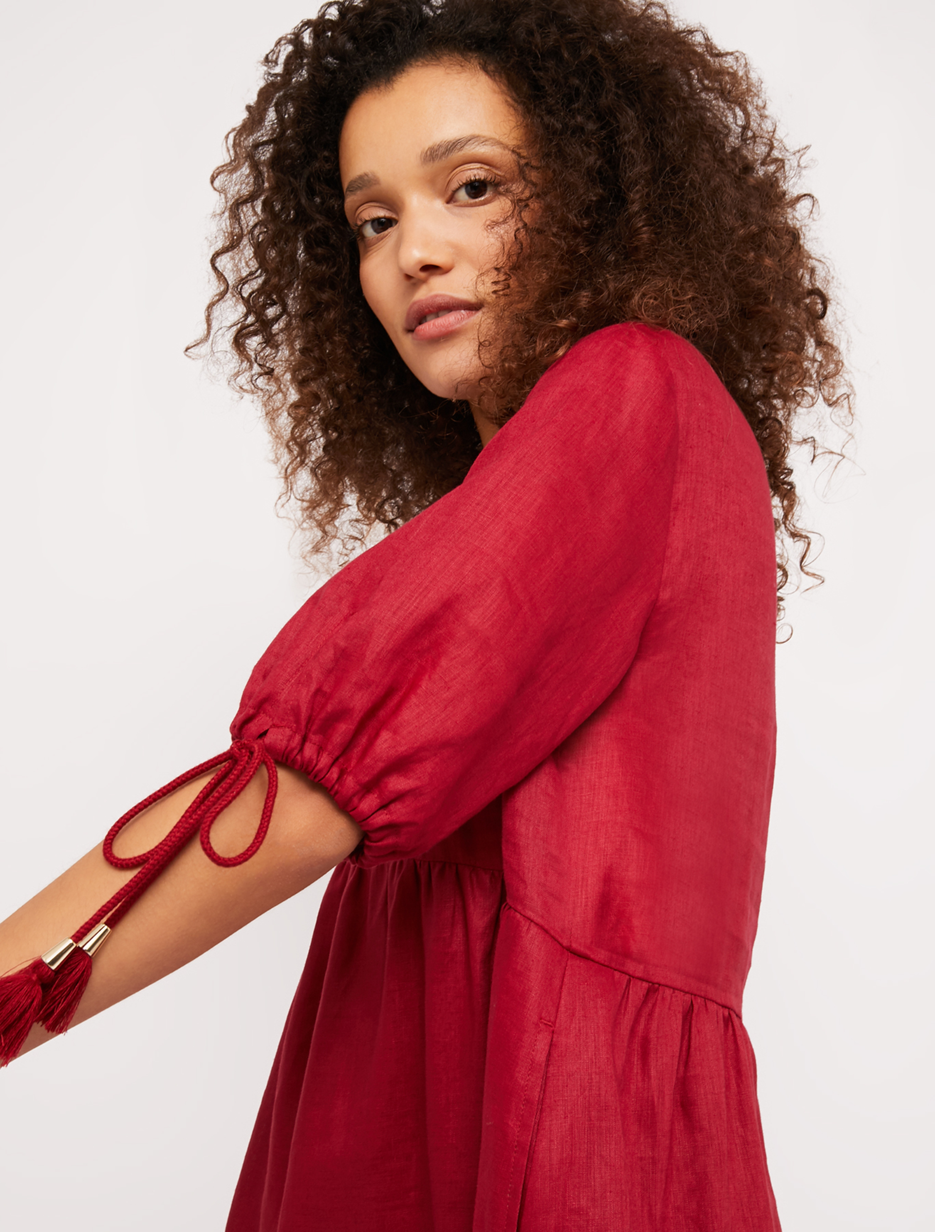 Pure linen dress, burgundy - Pennyblack Pure linen dress - burgundy - pennyblack