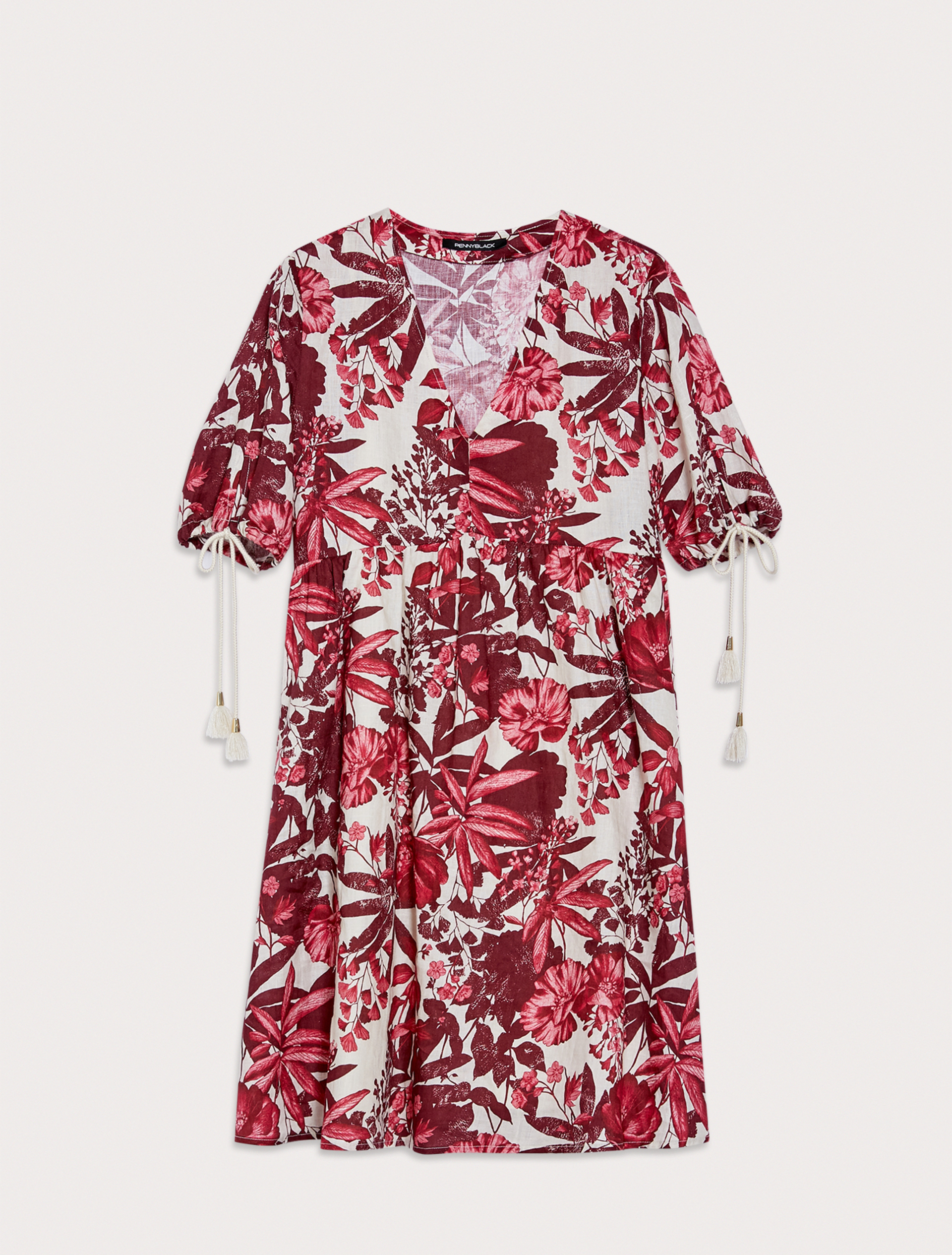 Pure linen dress, burgundy pattern - Pennyblack Pure linen dress - burgundy pattern - pennyblack