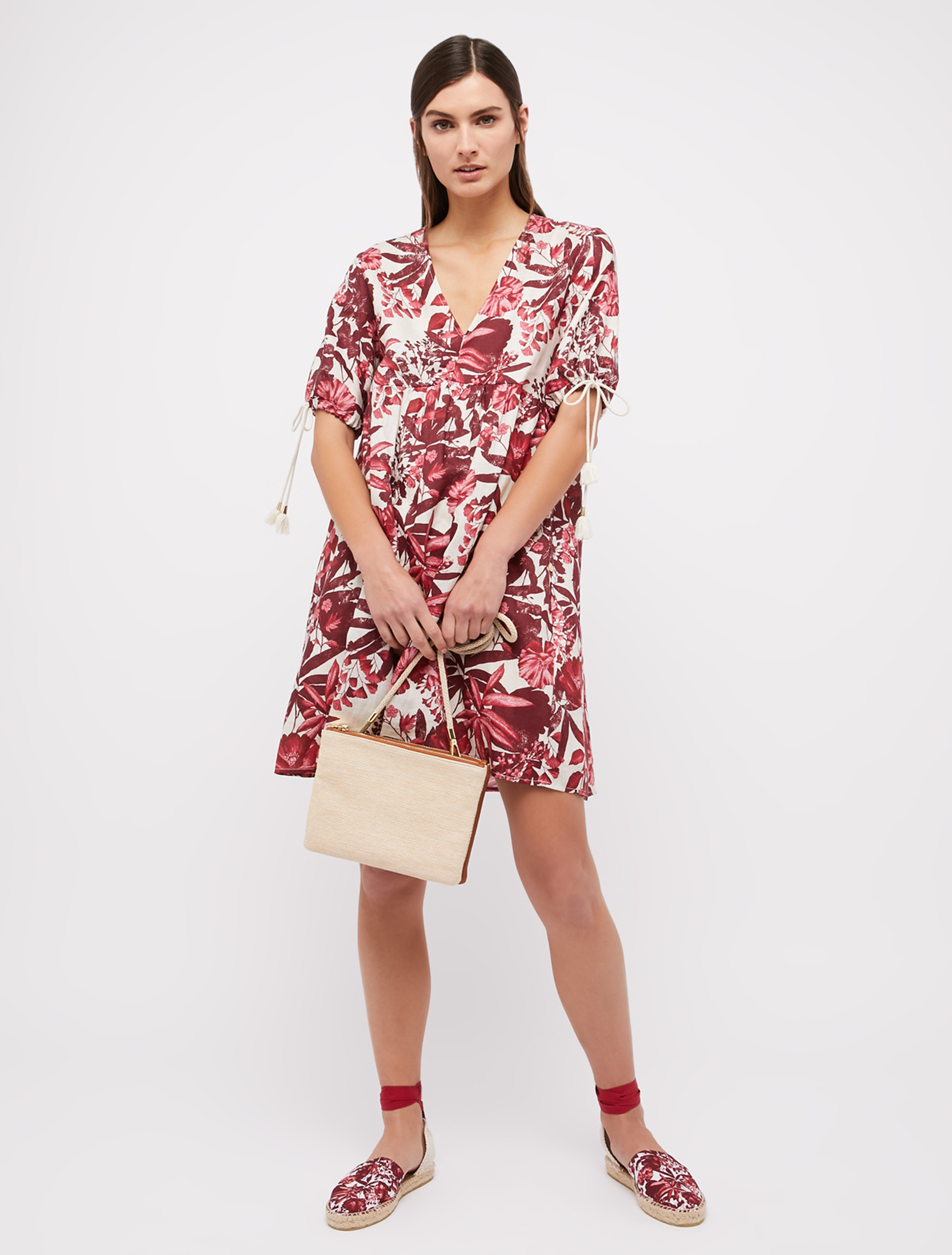 Pure linen dress, burgundy pattern - Pennyblack Pure linen dress - burgundy pattern - pennyblack