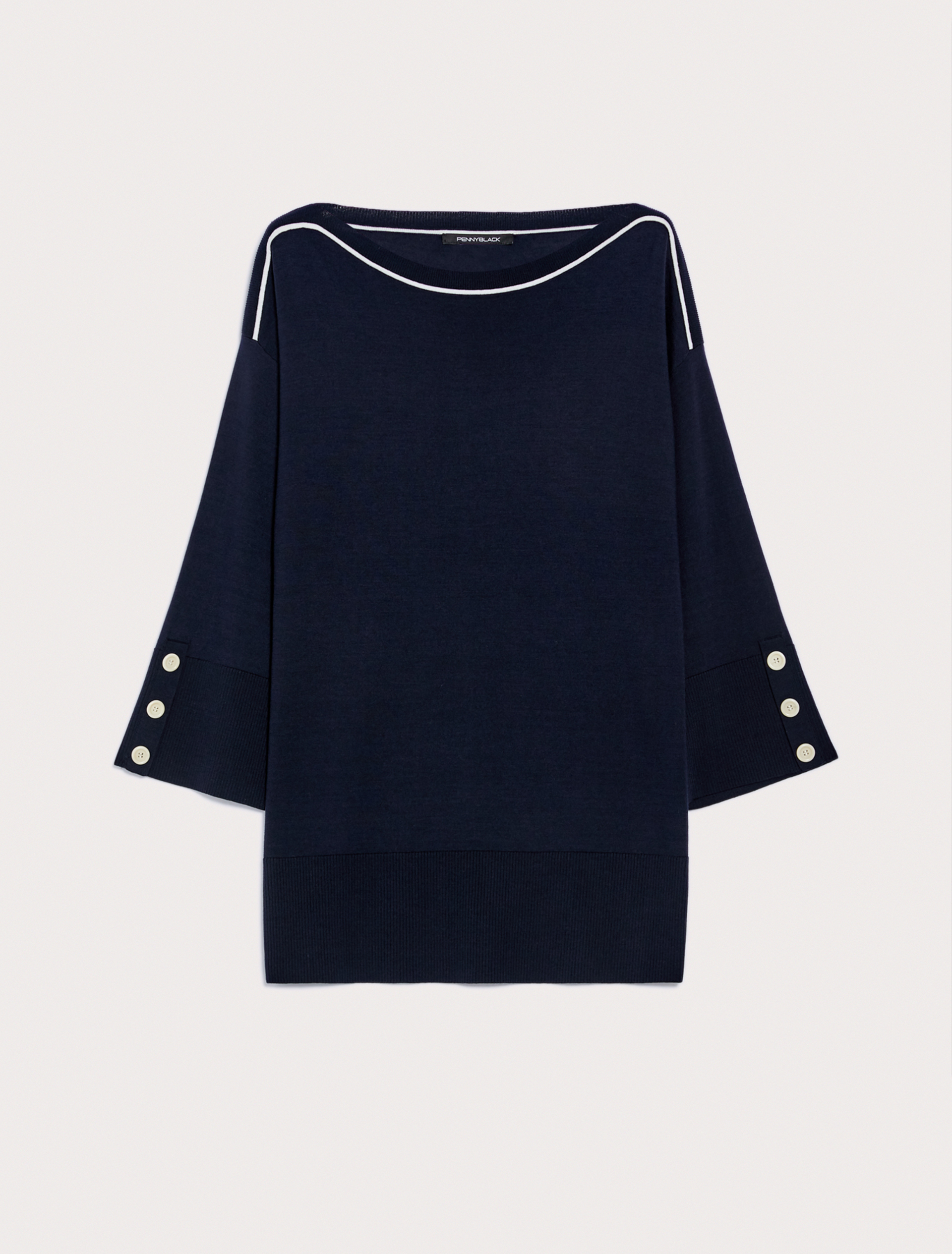 Marinière in cotton and silk, navy blue - Pennyblack Marinière in cotton and silk - navy blue - pennyblack