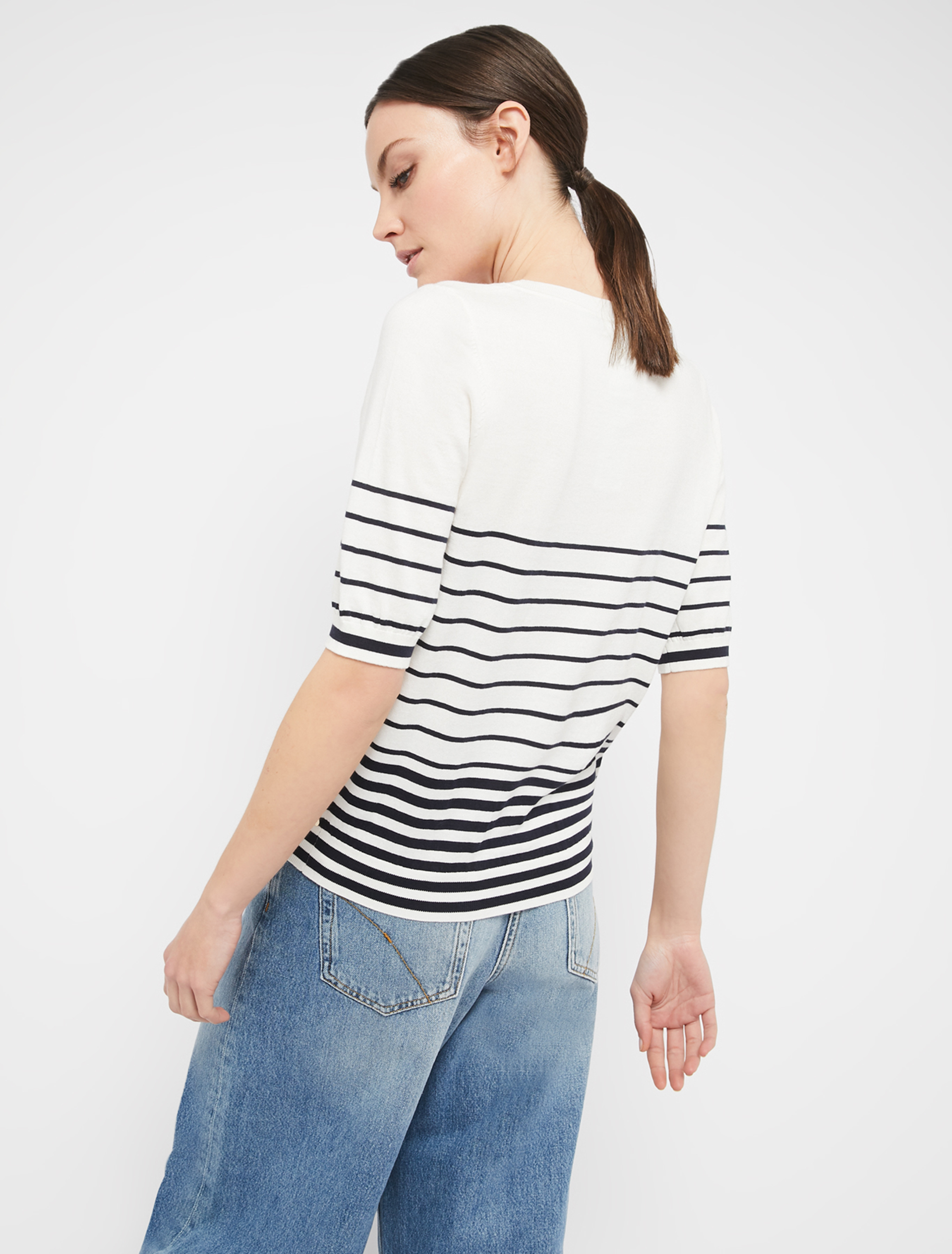 Cotton and silk jumper, navy blue pattern - Pennyblack Cotton and silk jumper - navy blue pattern - pennyblack