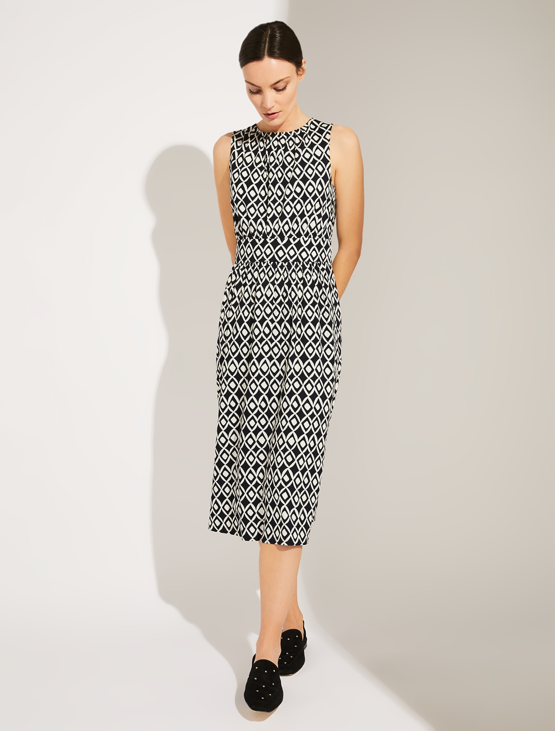 Patterned jersey midi dress, navy blue pattern - Pennyblack Patterned jersey midi dress - navy blue pattern - pennyblack