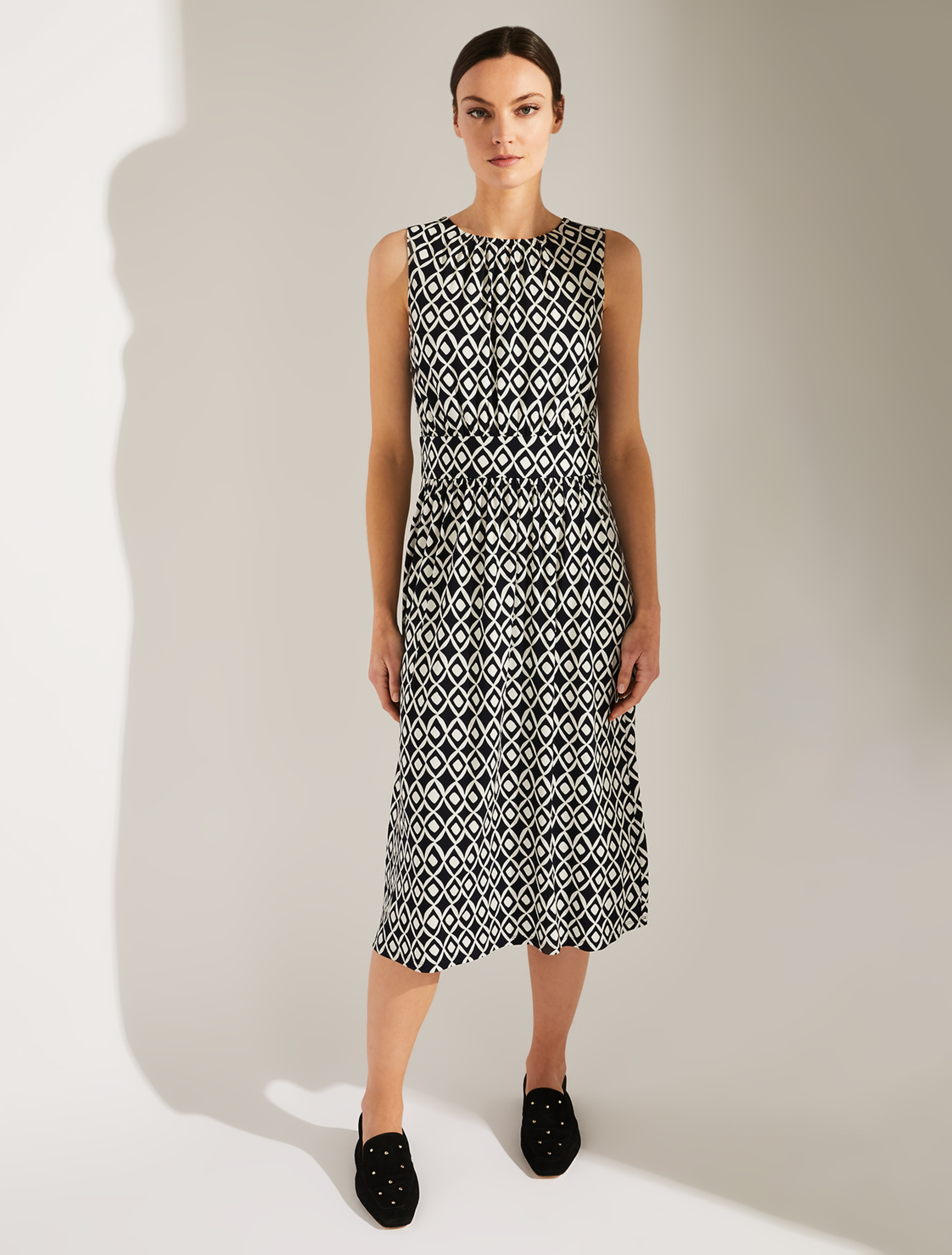 Patterned jersey midi dress, navy blue pattern - Pennyblack Patterned jersey midi dress - navy blue pattern - pennyblack