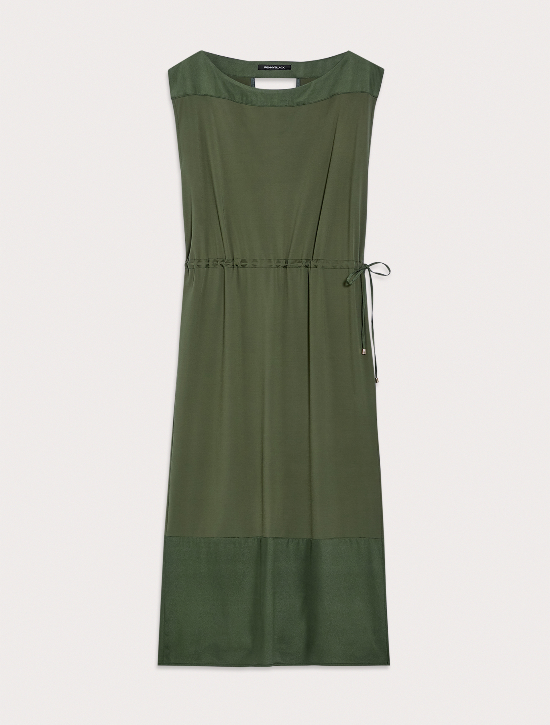 Tunic dress in jersey and crêpe, olive green - Pennyblack Tunic dress in jersey and crêpe - olive green - pennyblack